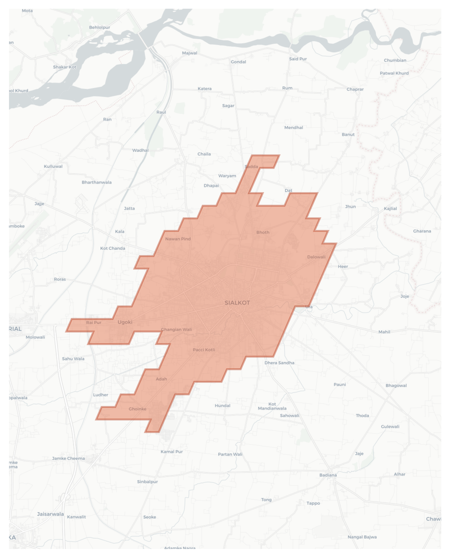 Sialkot geographic map