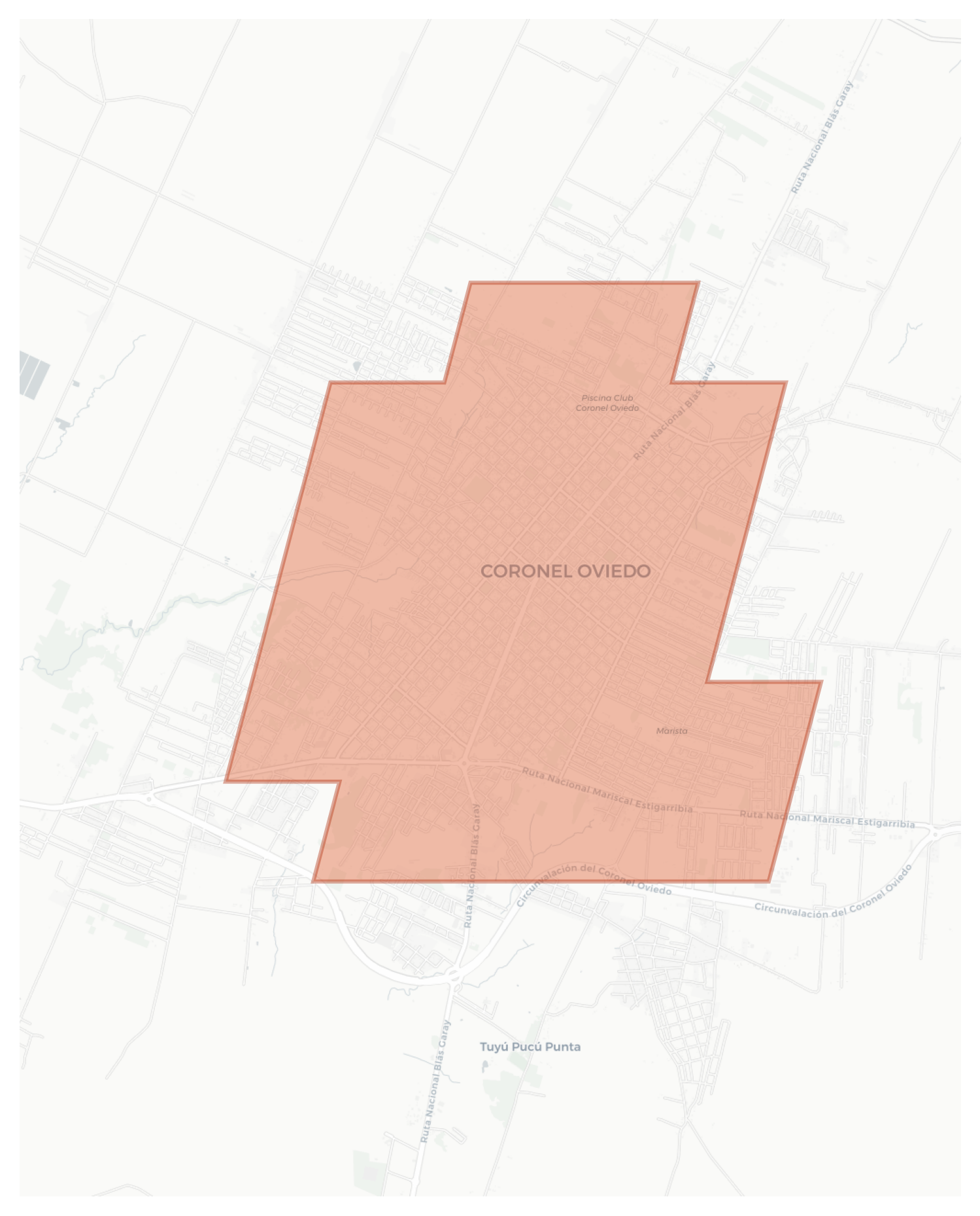 Coronel Oviedo geographic map