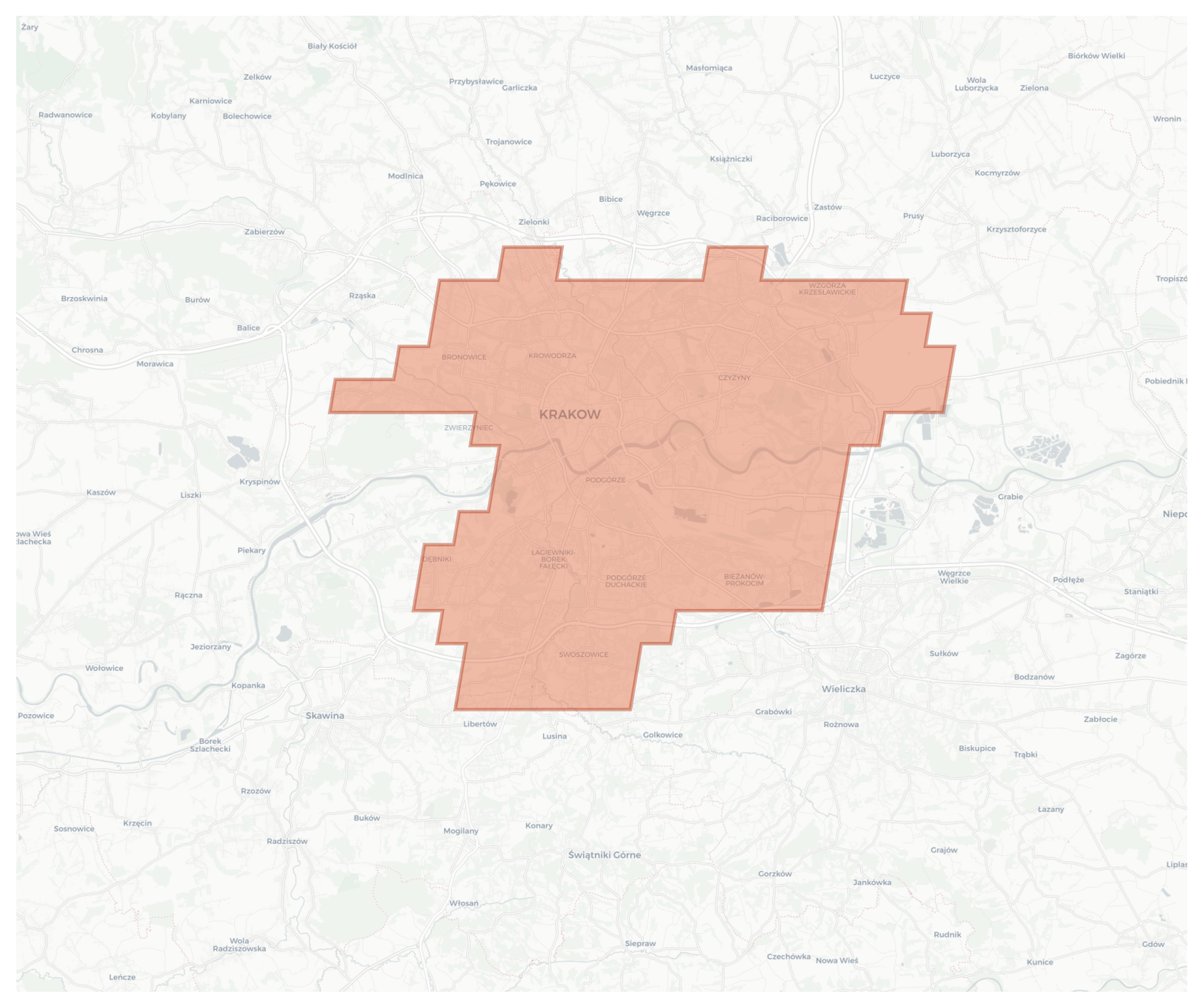 Krakow geographic map