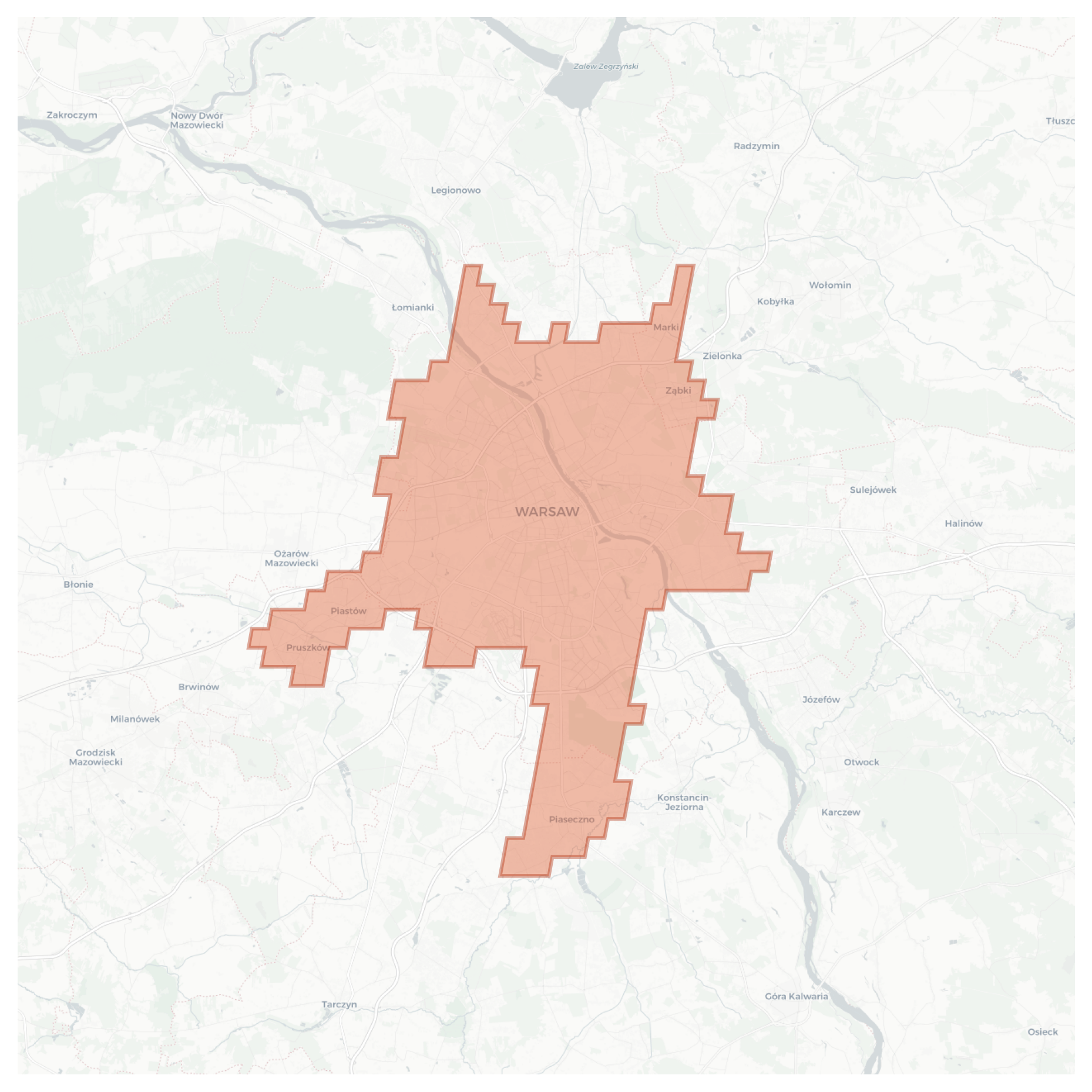 Warsaw geographic map