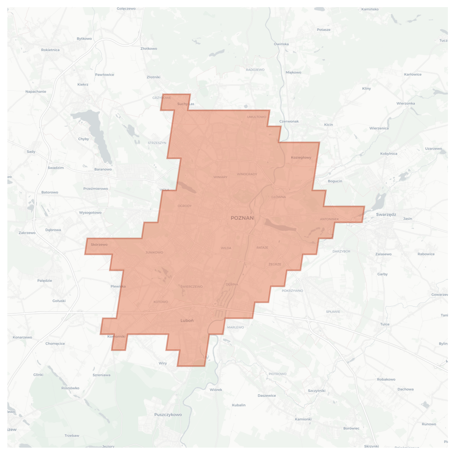 Poznan geographic map