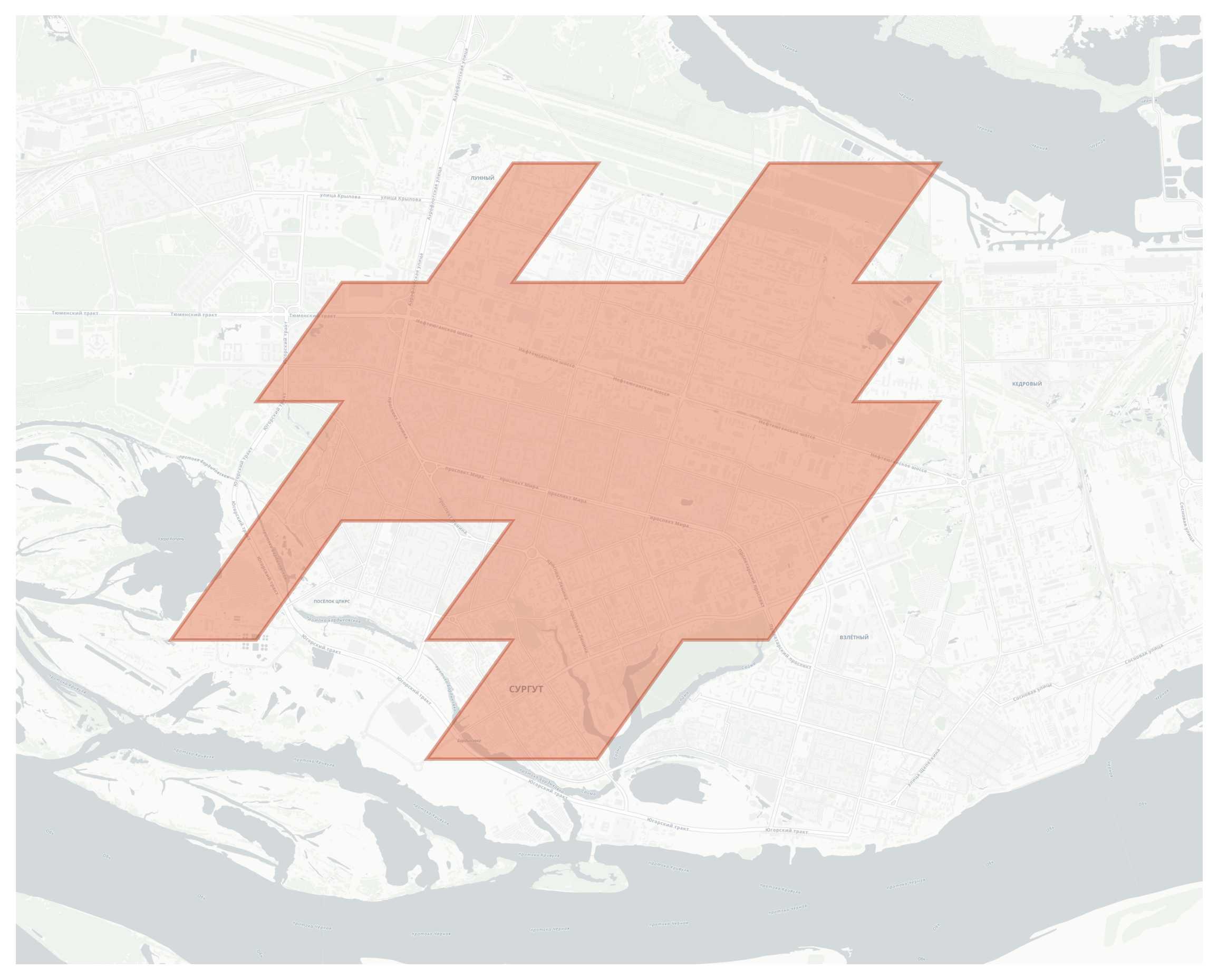 Surgut geographic map