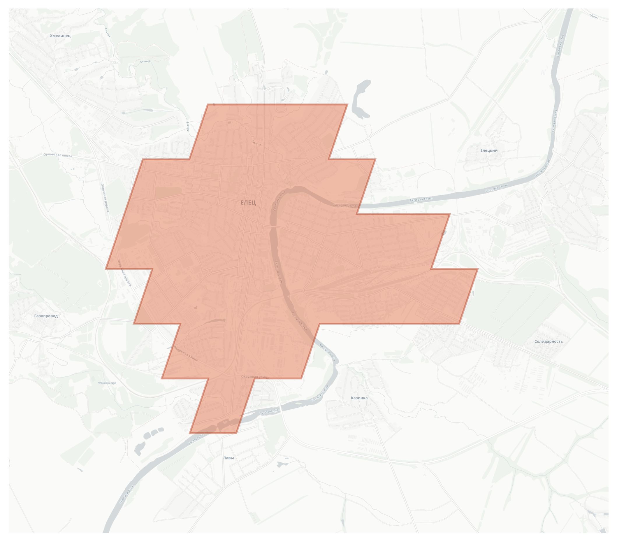 Yelets geographic map