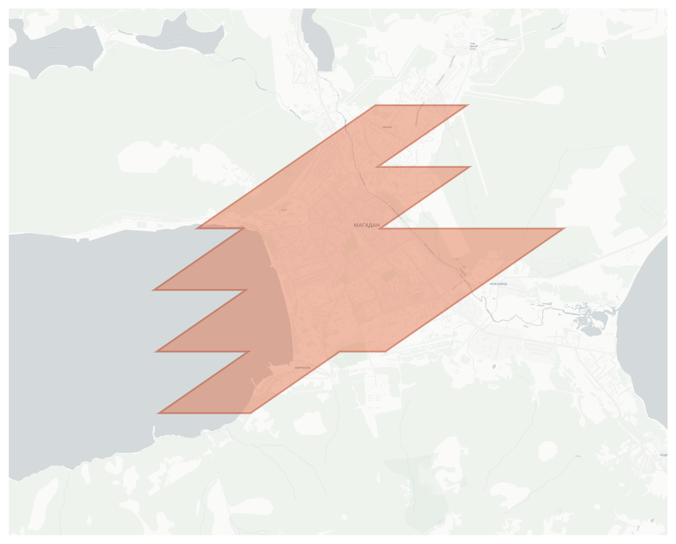 Magadan geographic map