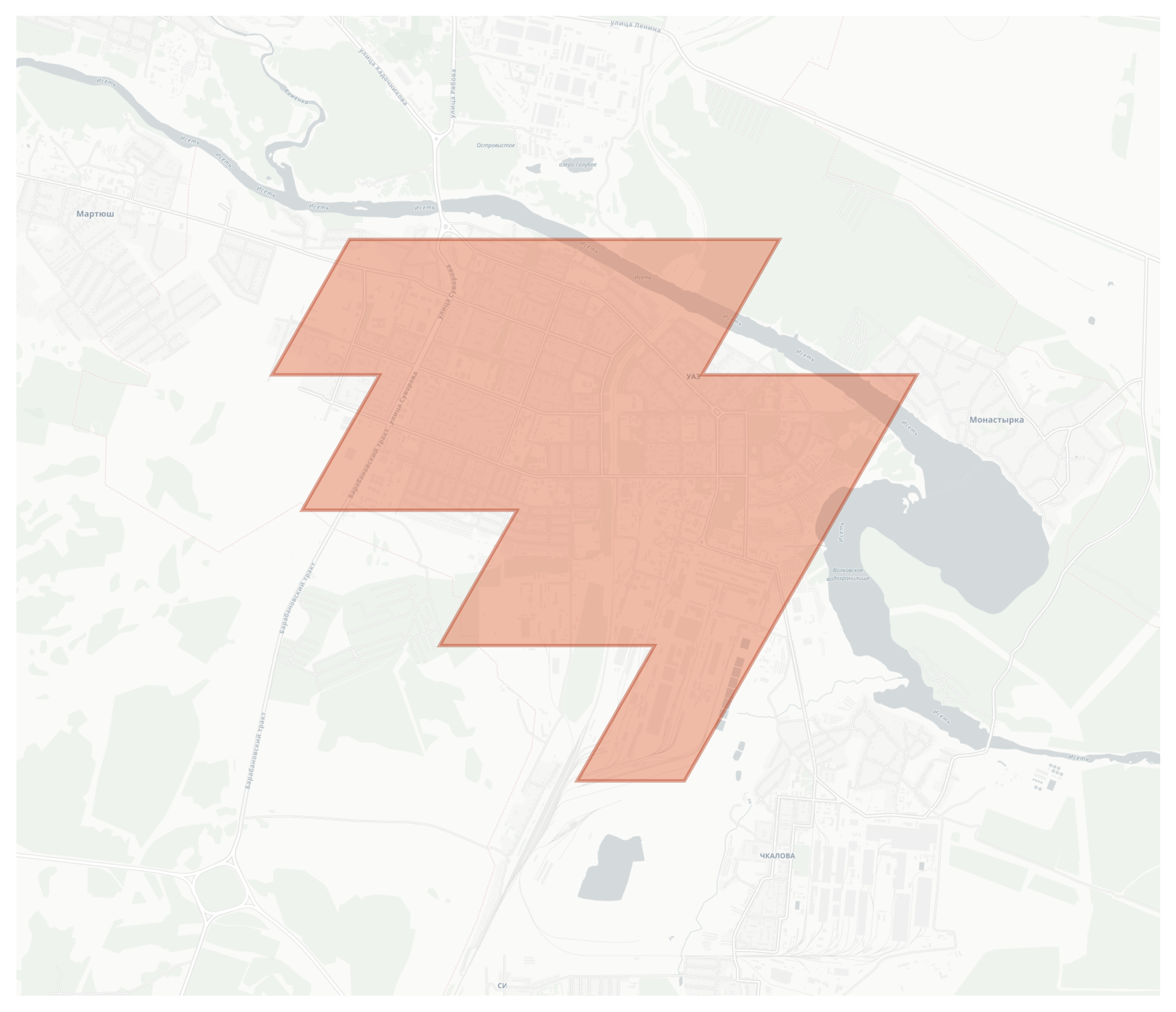 Южный geographic map