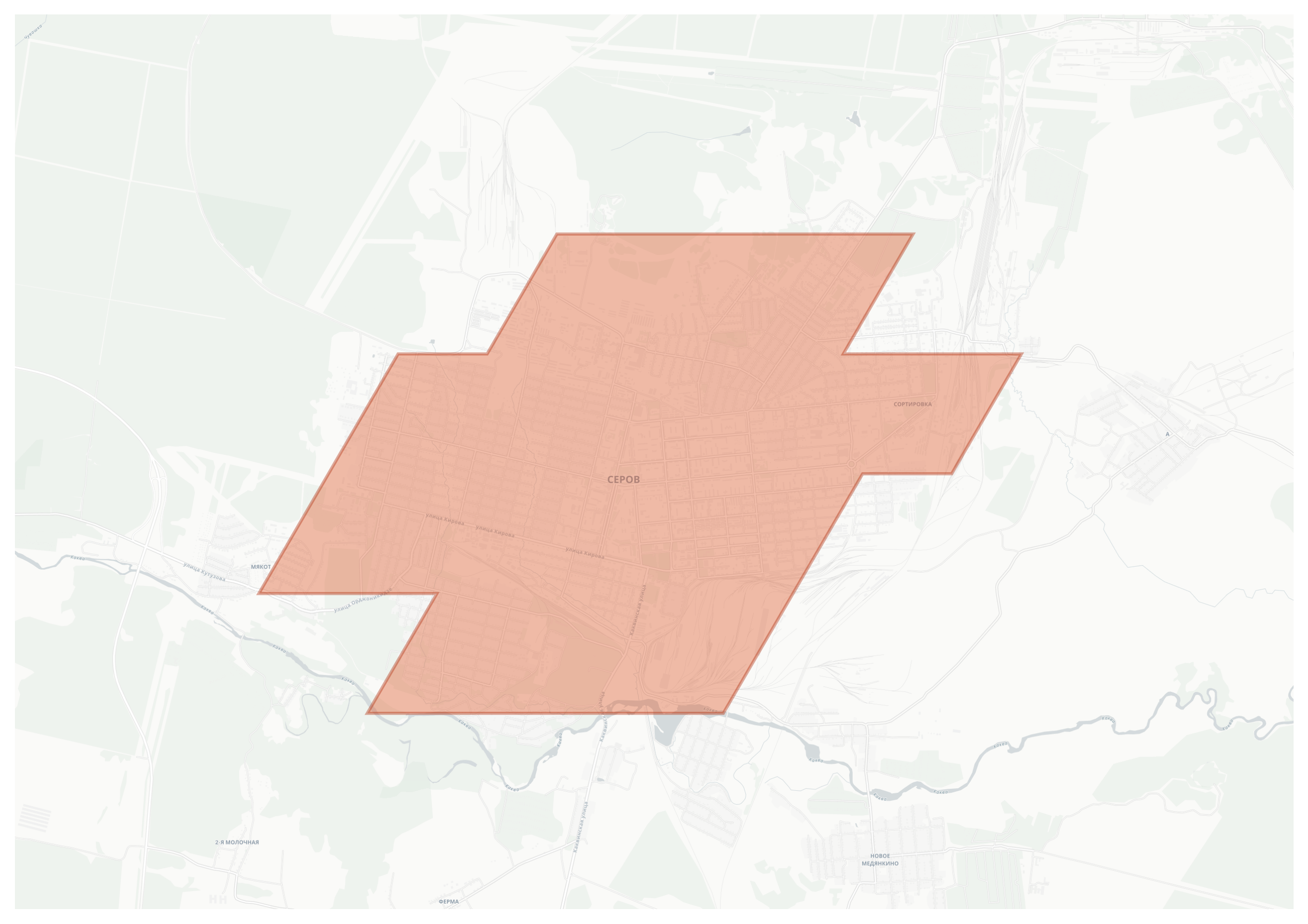 Serov geographic map