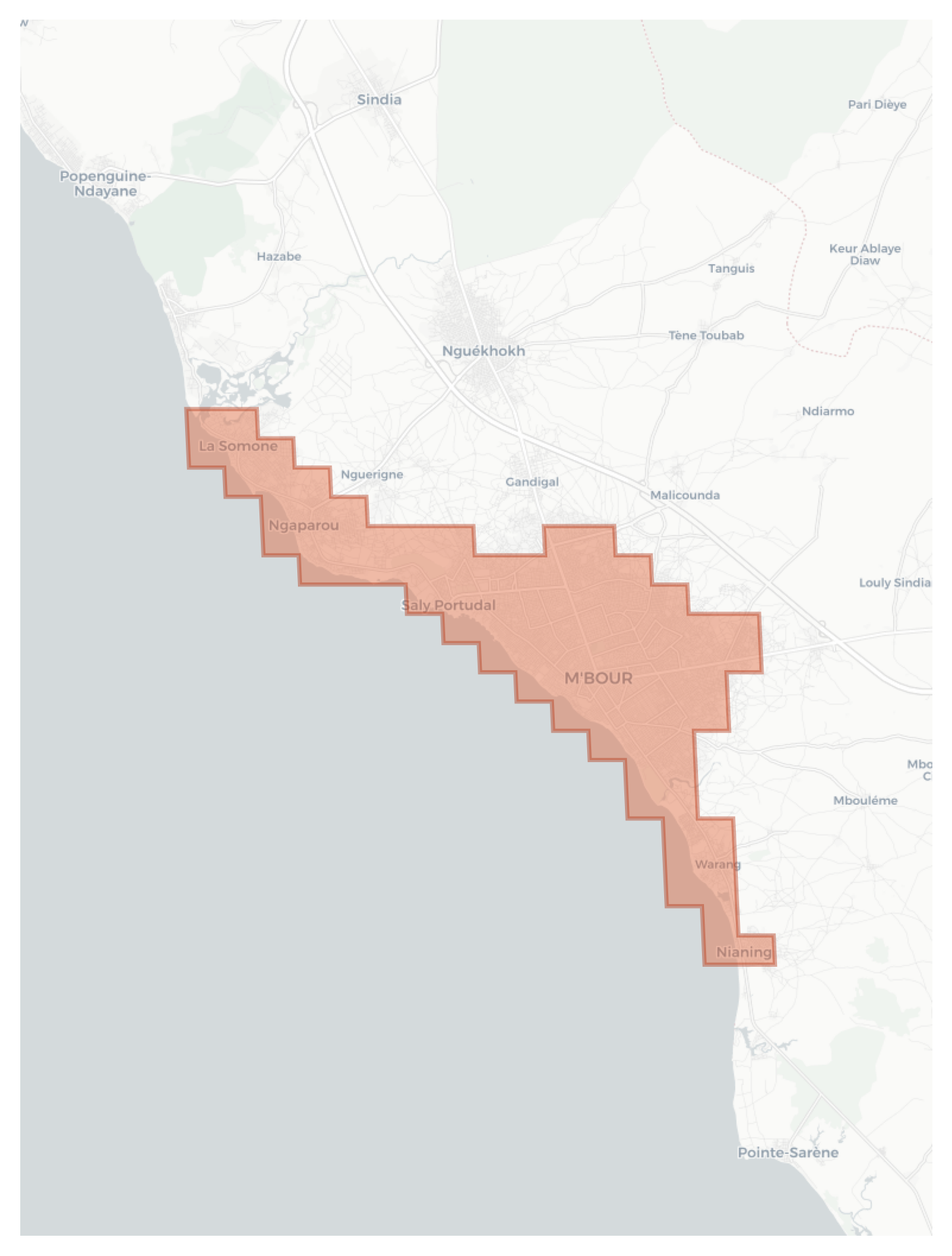 M'bour geographic map