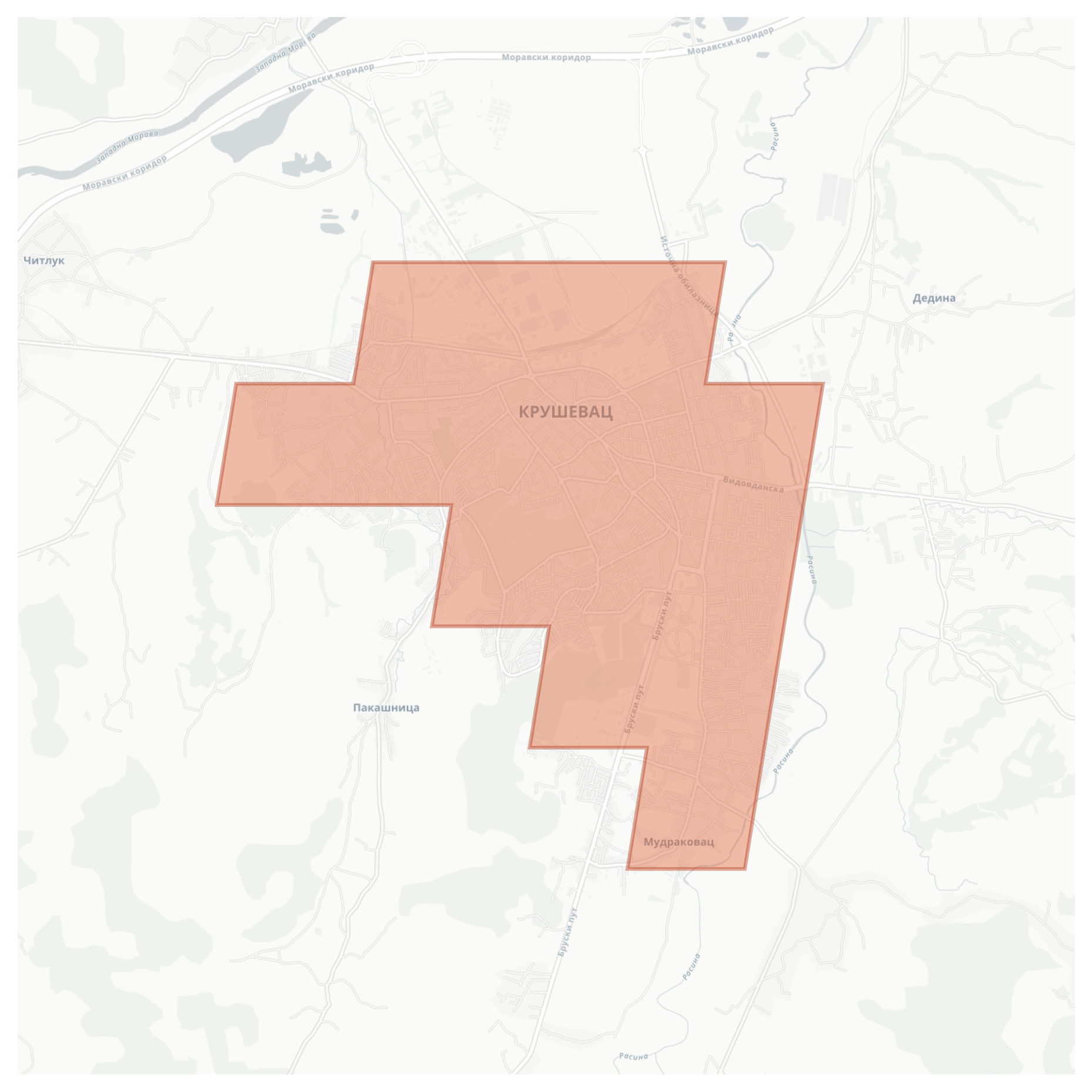 Kruševac geographic map