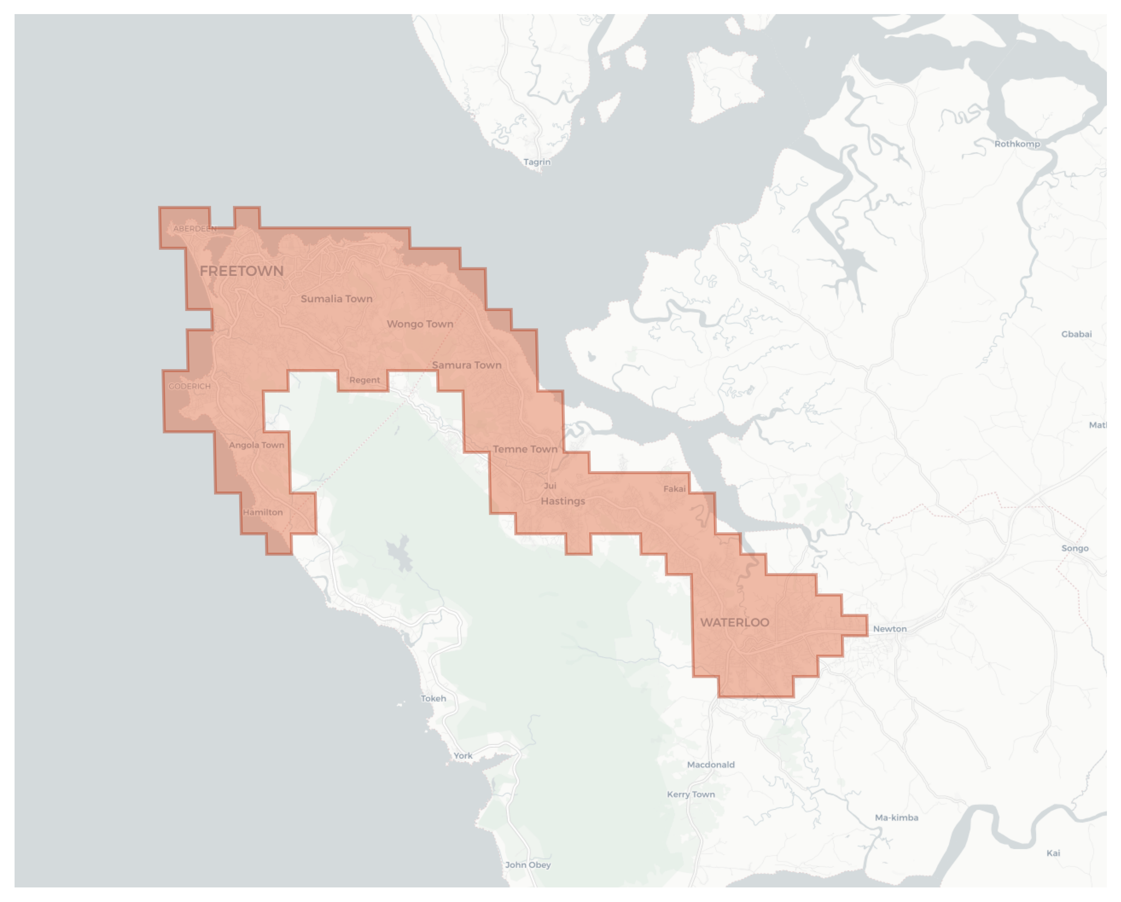Freetown geographic map