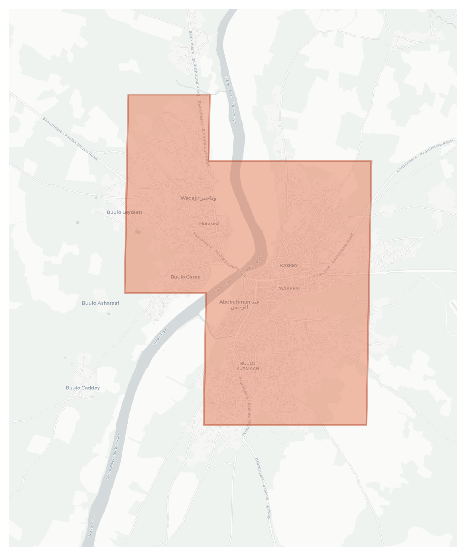 Bardera geographic map