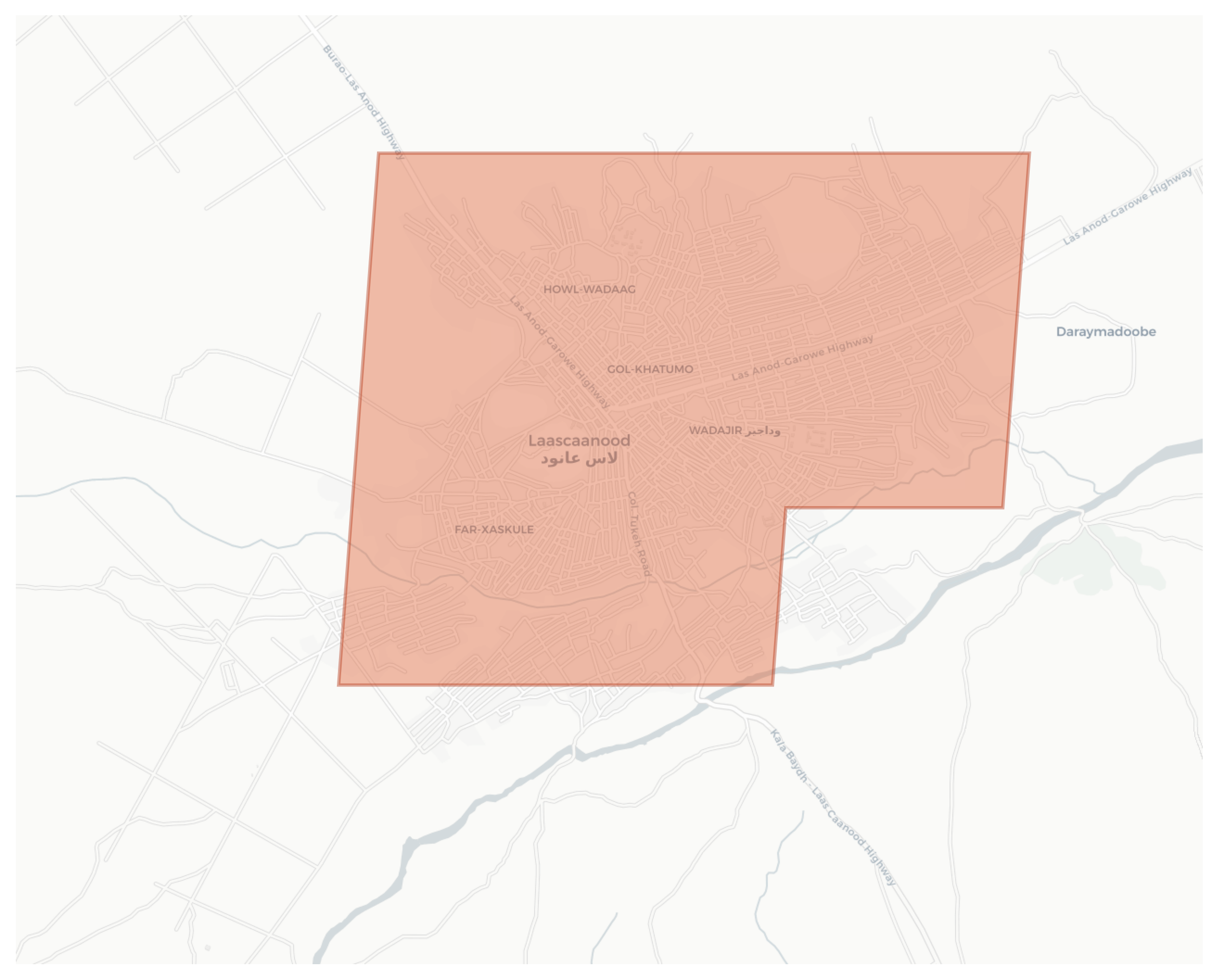 Las Anod geographic map