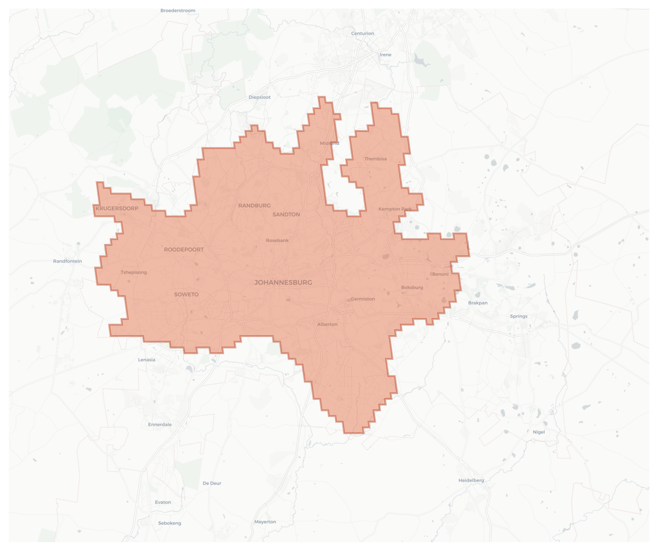 Johannesburg geographic map
