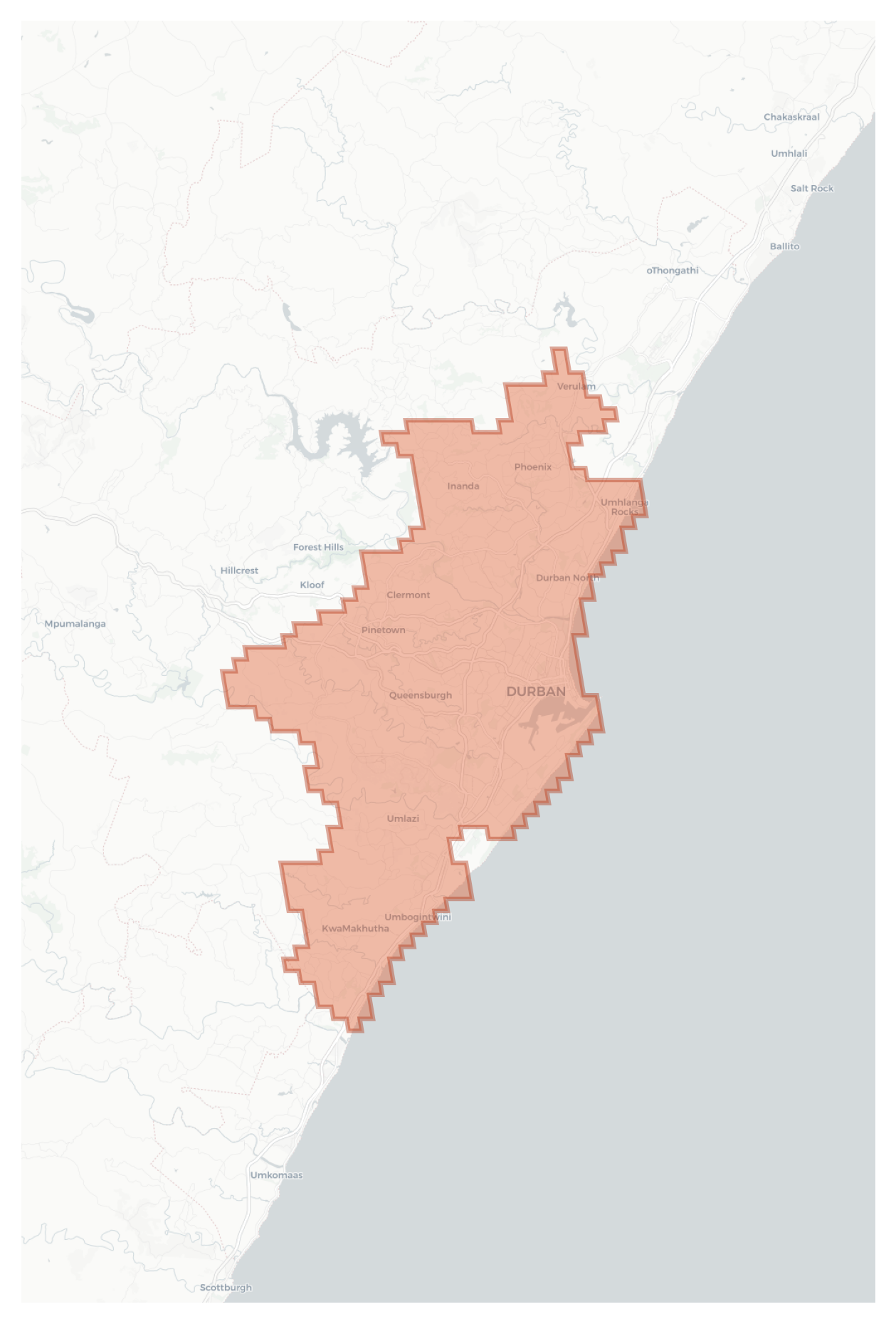 Durban geographic map
