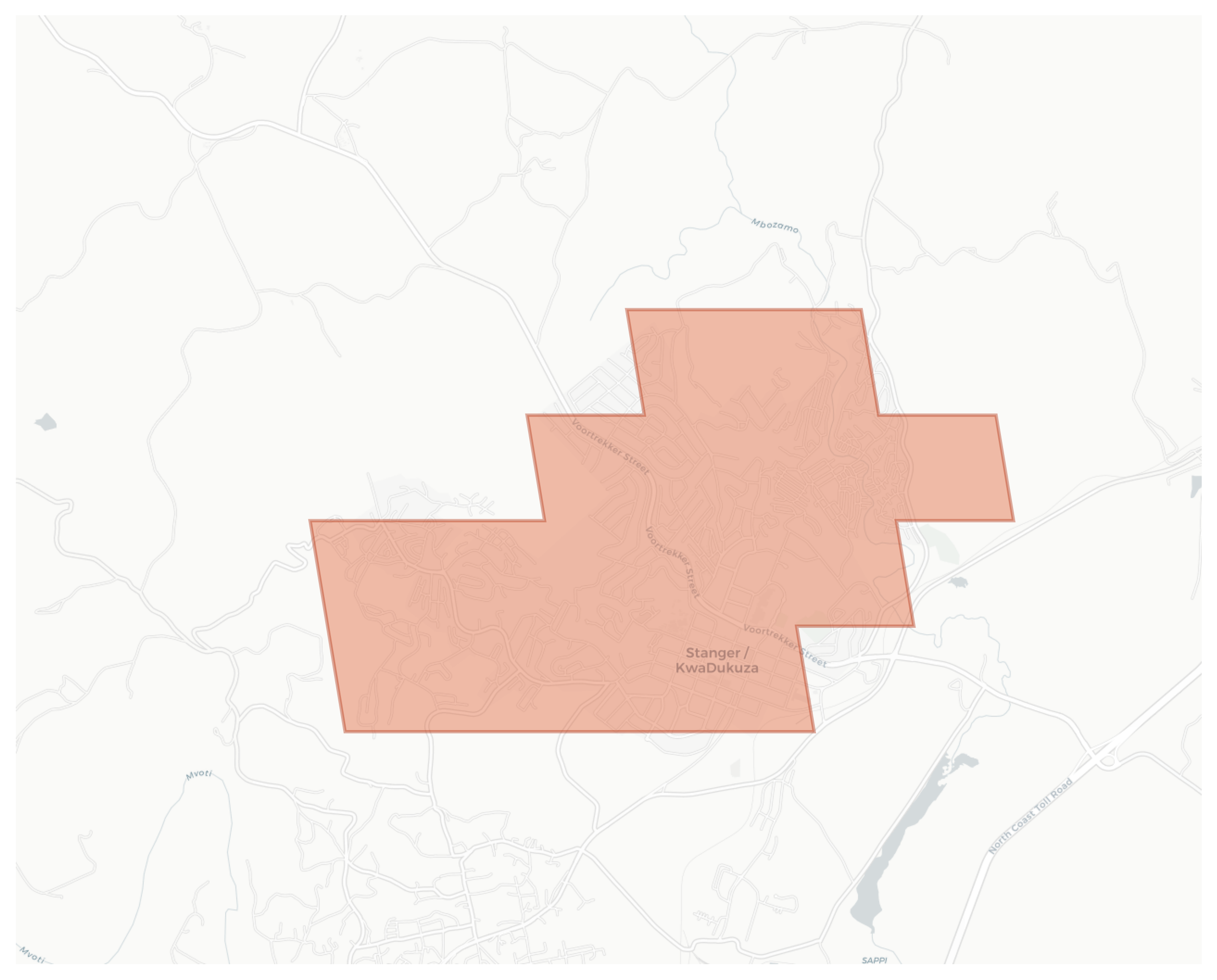 Stanger / KwaDukuza geographic map
