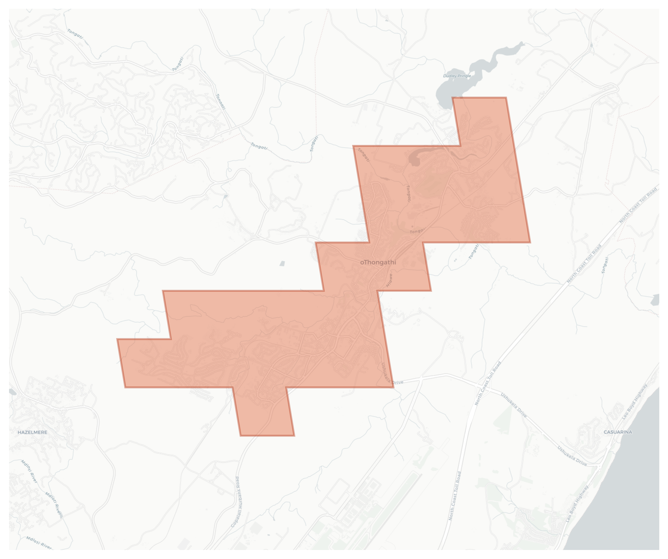 Tongaat geographic map