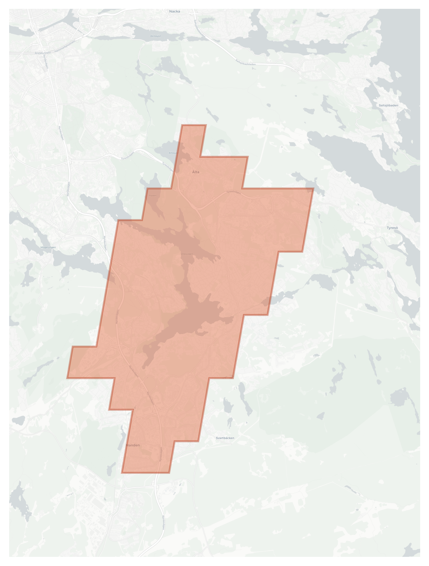 Handen geographic map