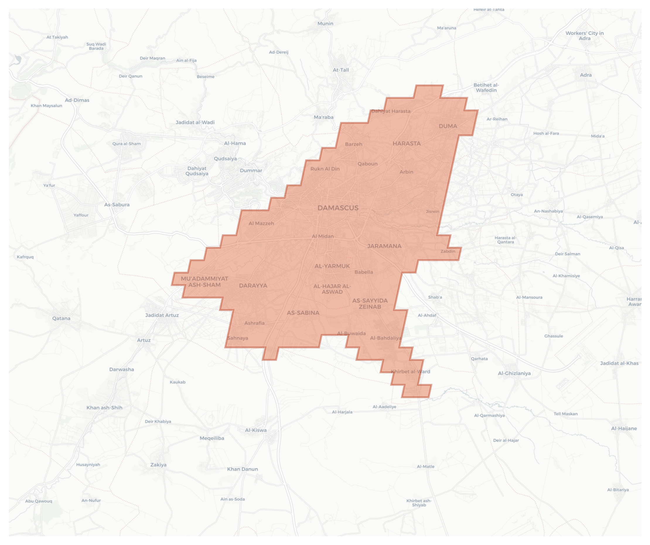 Damascus geographic map