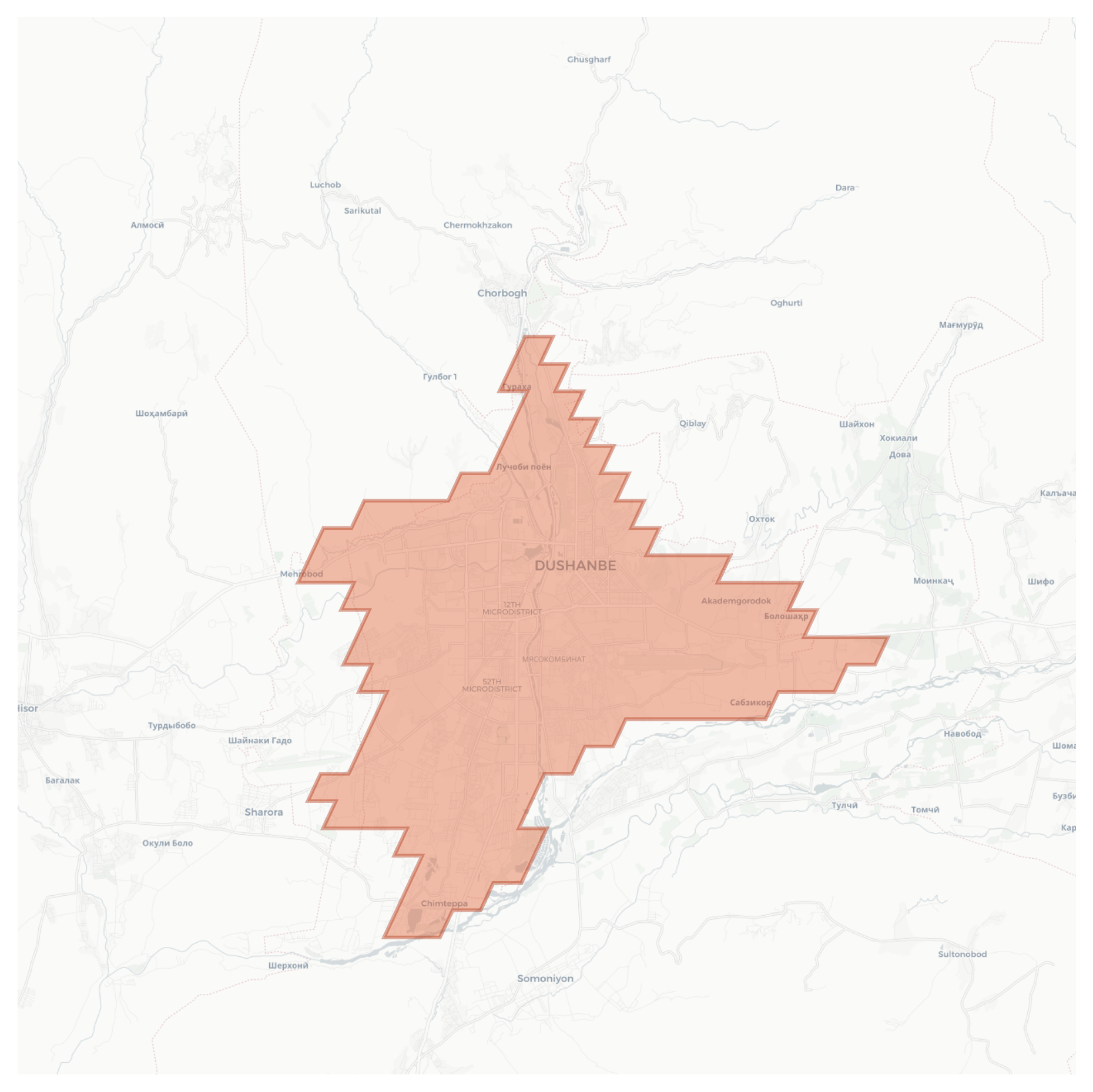 Dushanbe geographic map
