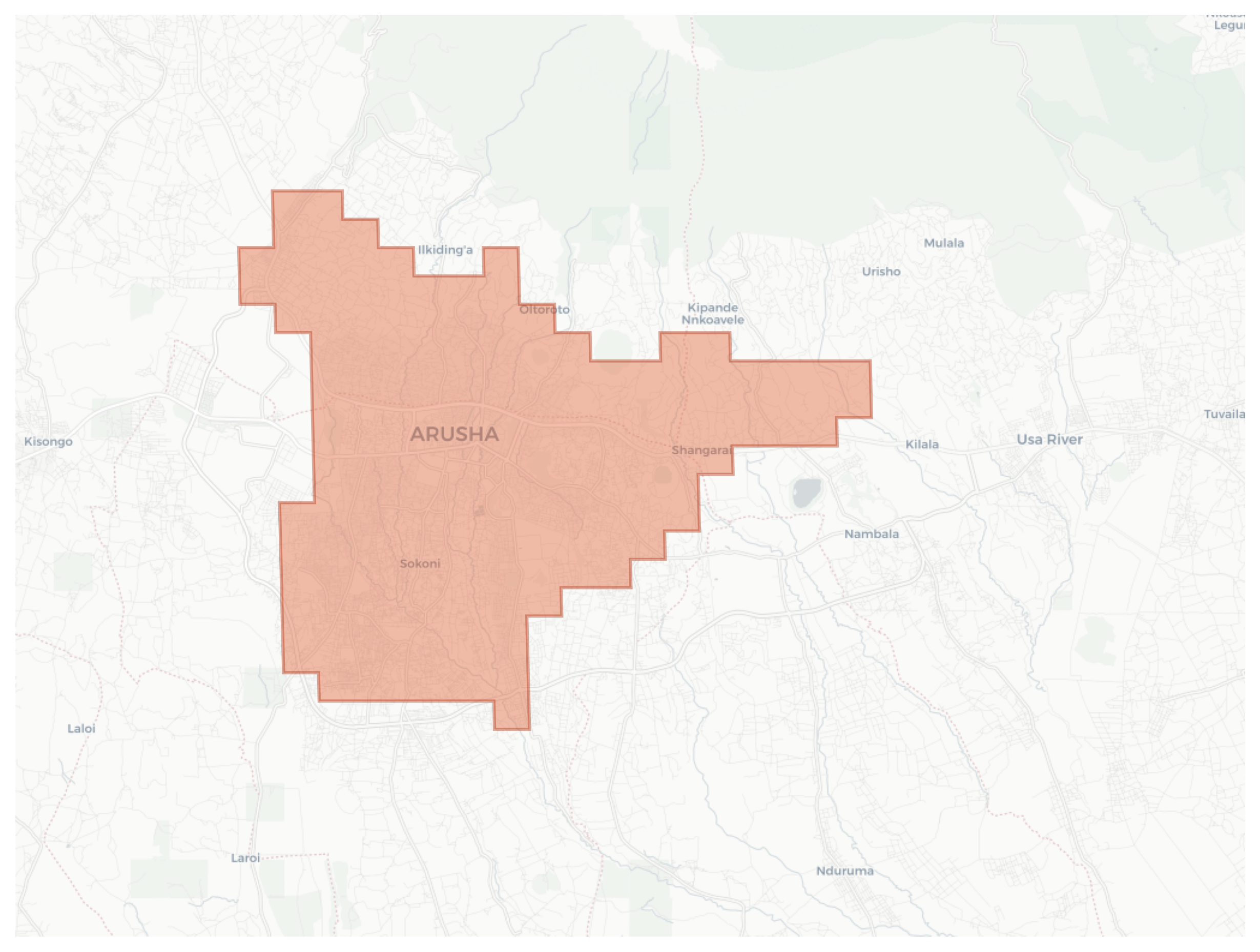 Arusha geographic map