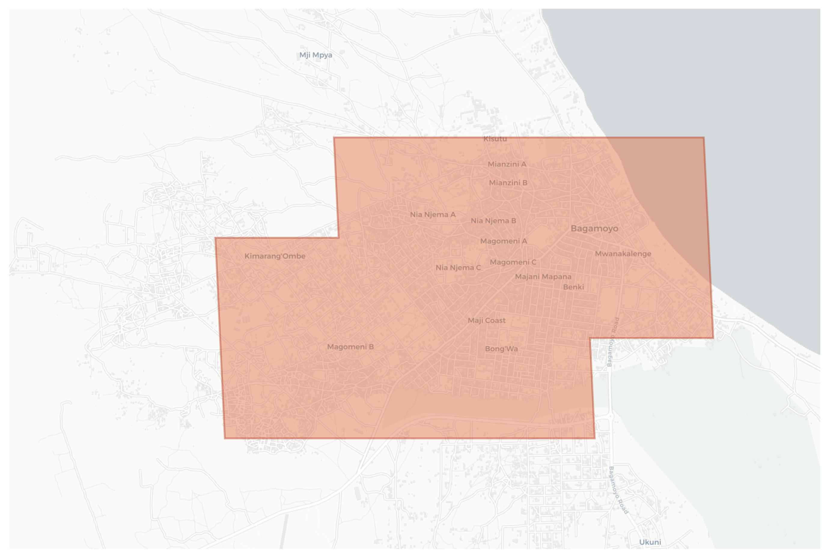 Bagamoyo geographic map