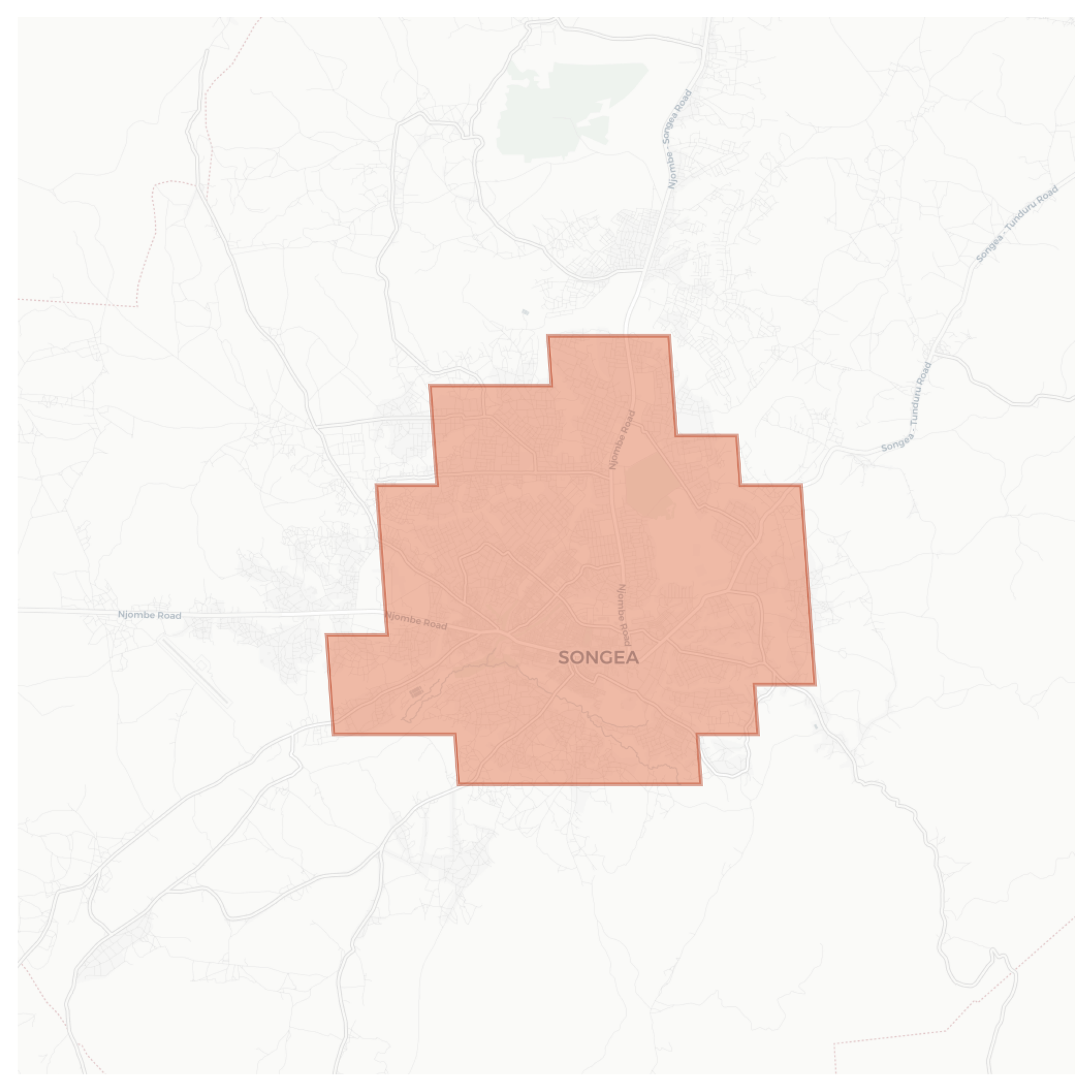 Songea geographic map