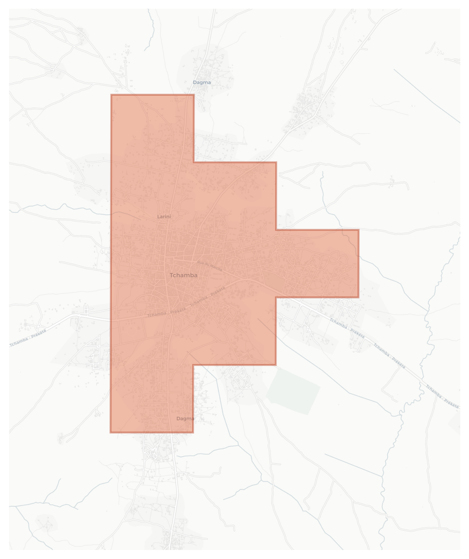 Tchamba geographic map