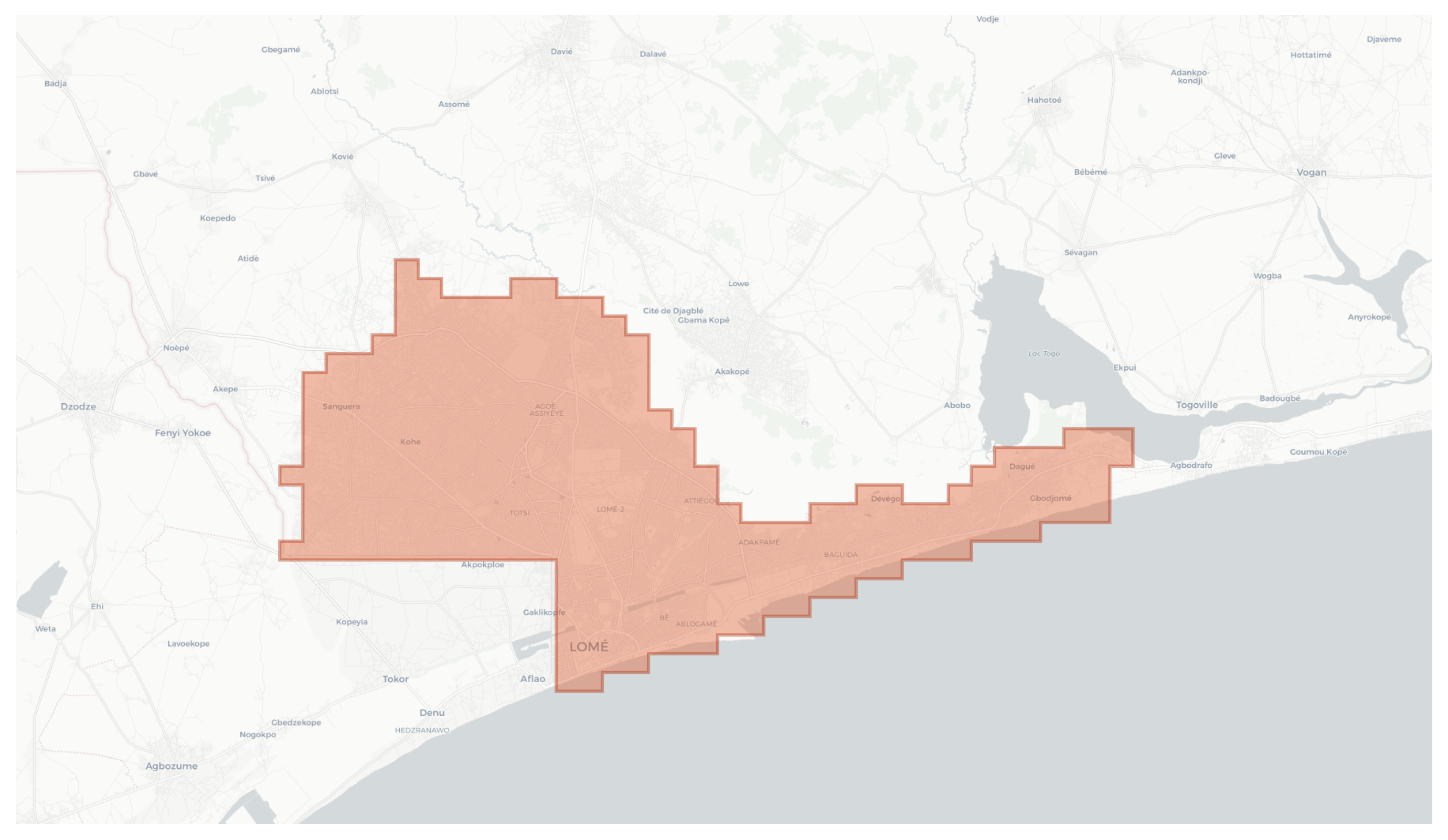 Lomé geographic map