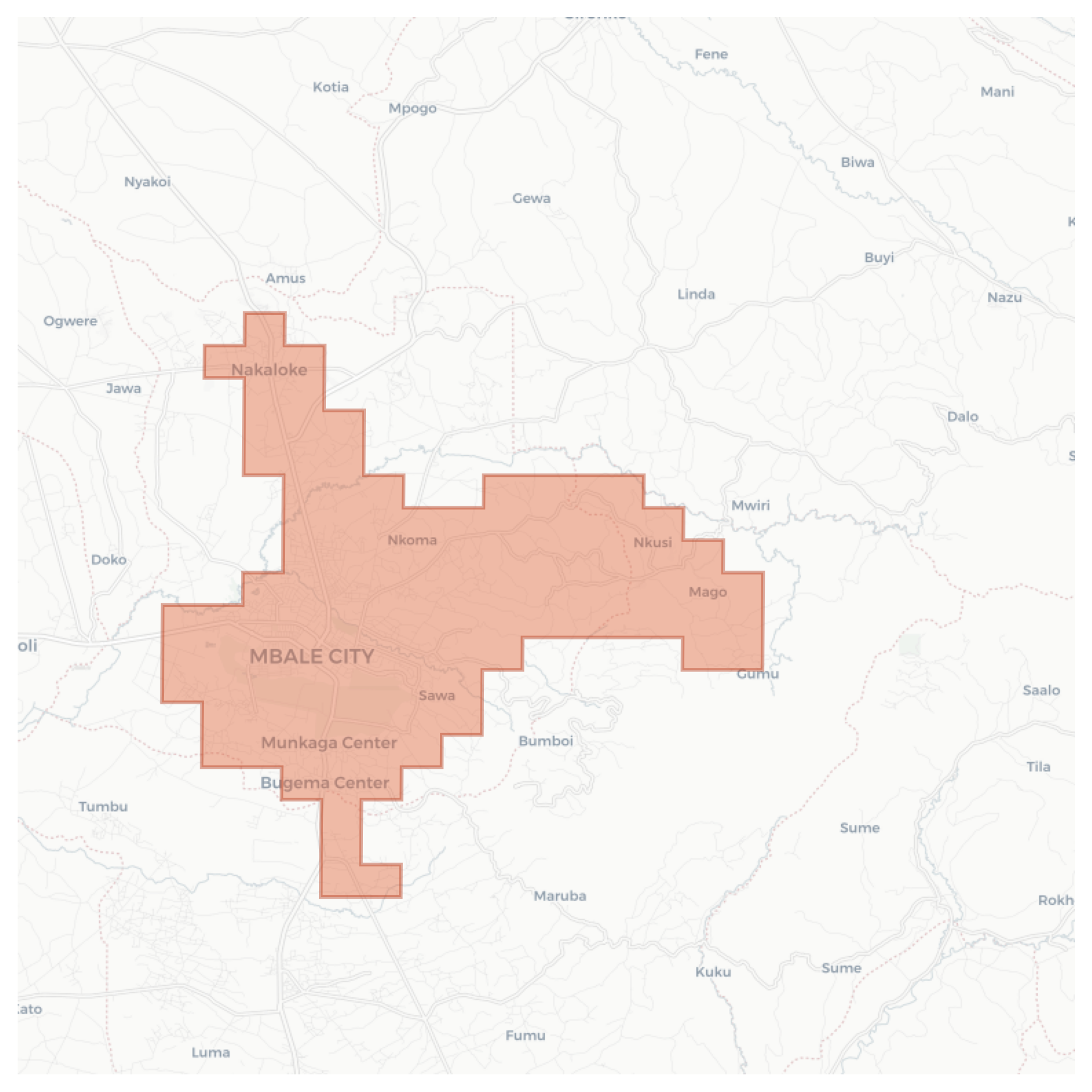 Mbale City geographic map