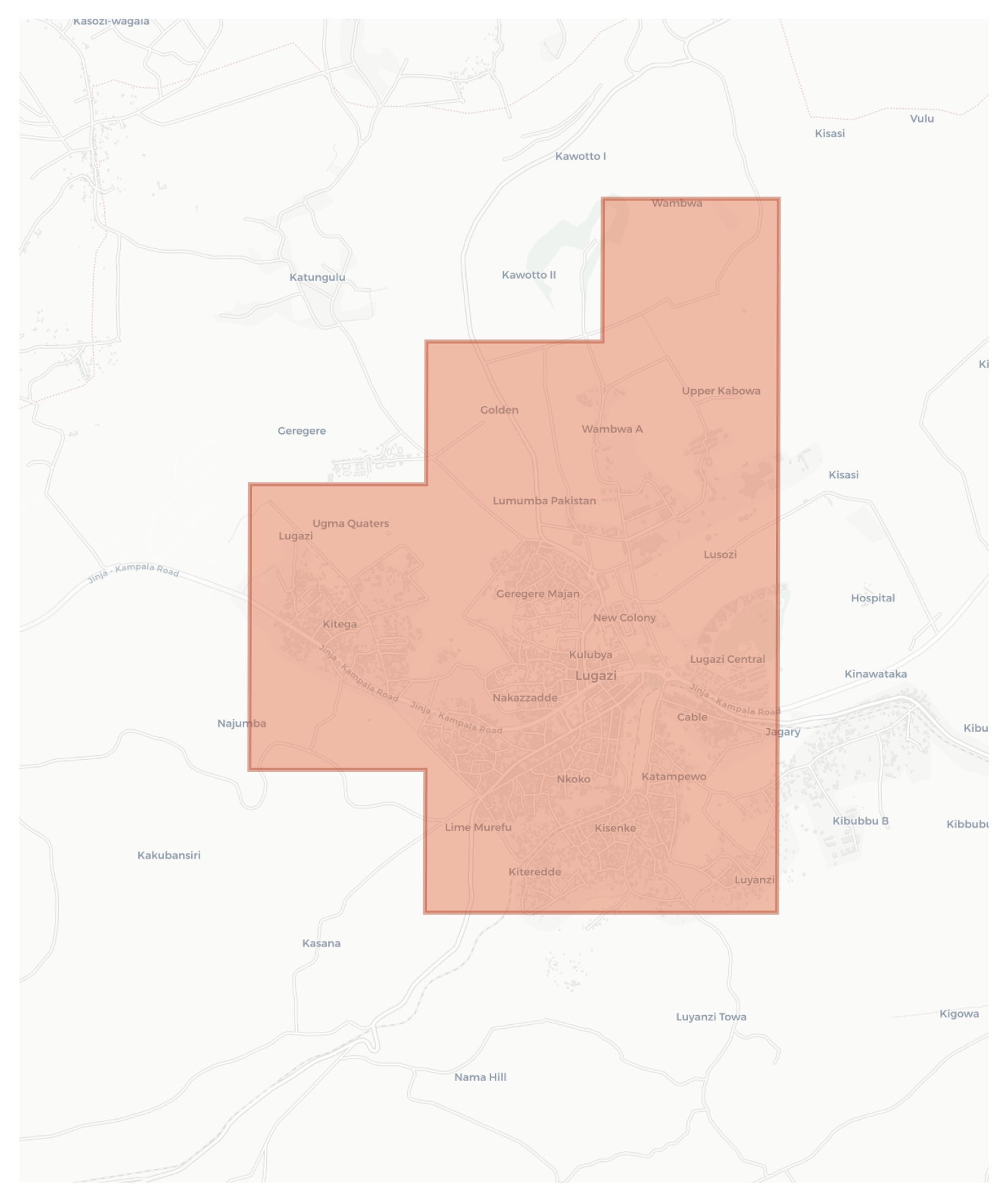 Lugazi geographic map