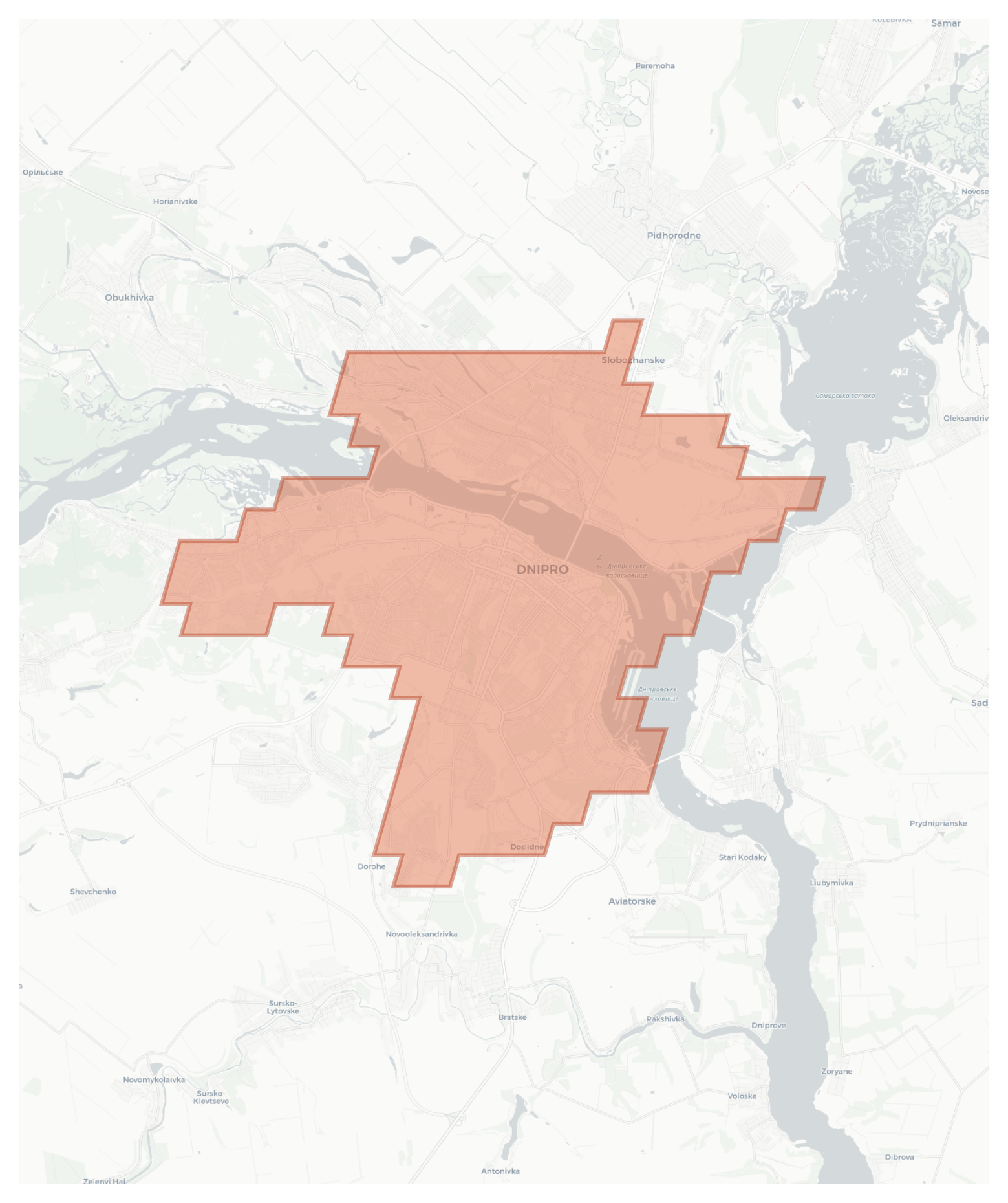 Dnipro geographic map