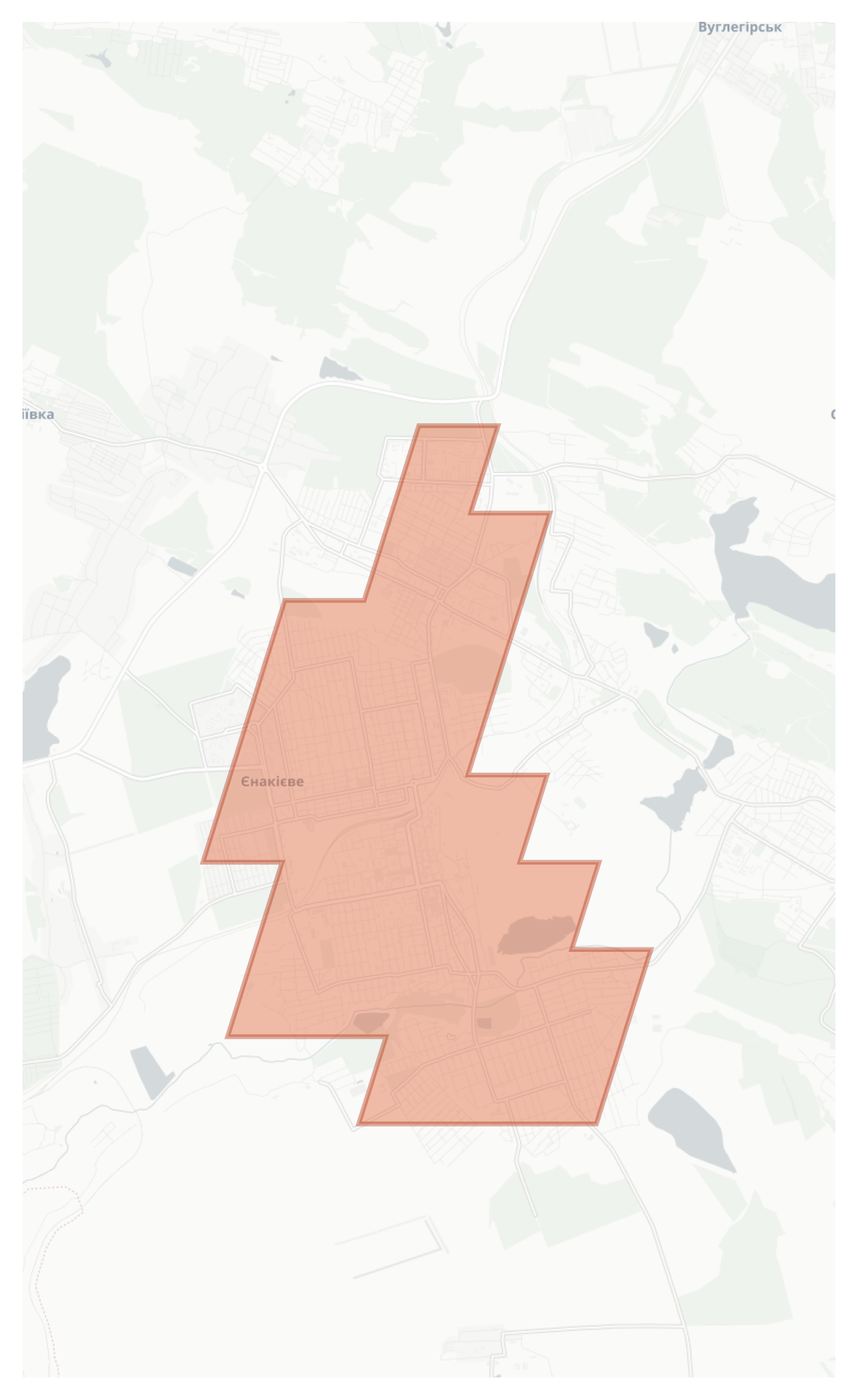 Yenakiieve geographic map