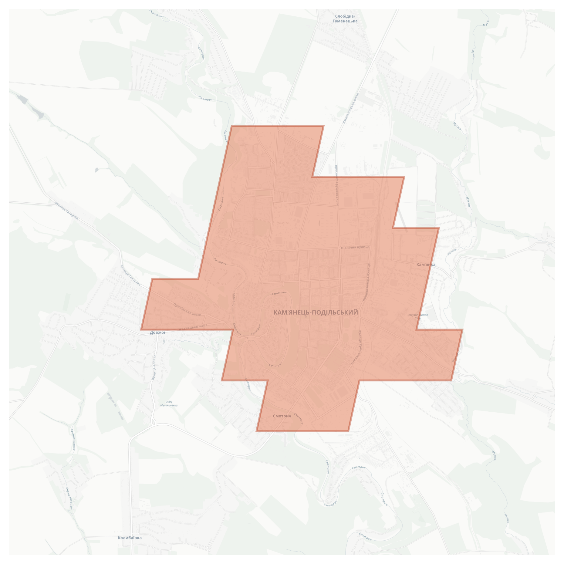 Kamianets-Podilskyi geographic map