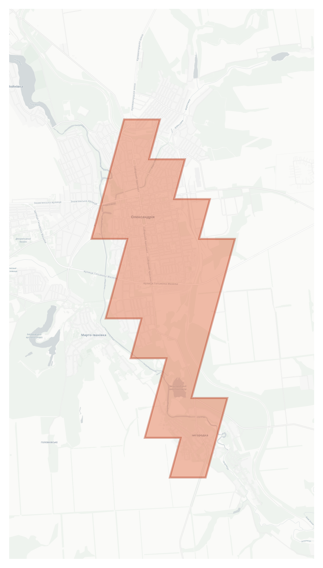 Oleksandriia geographic map