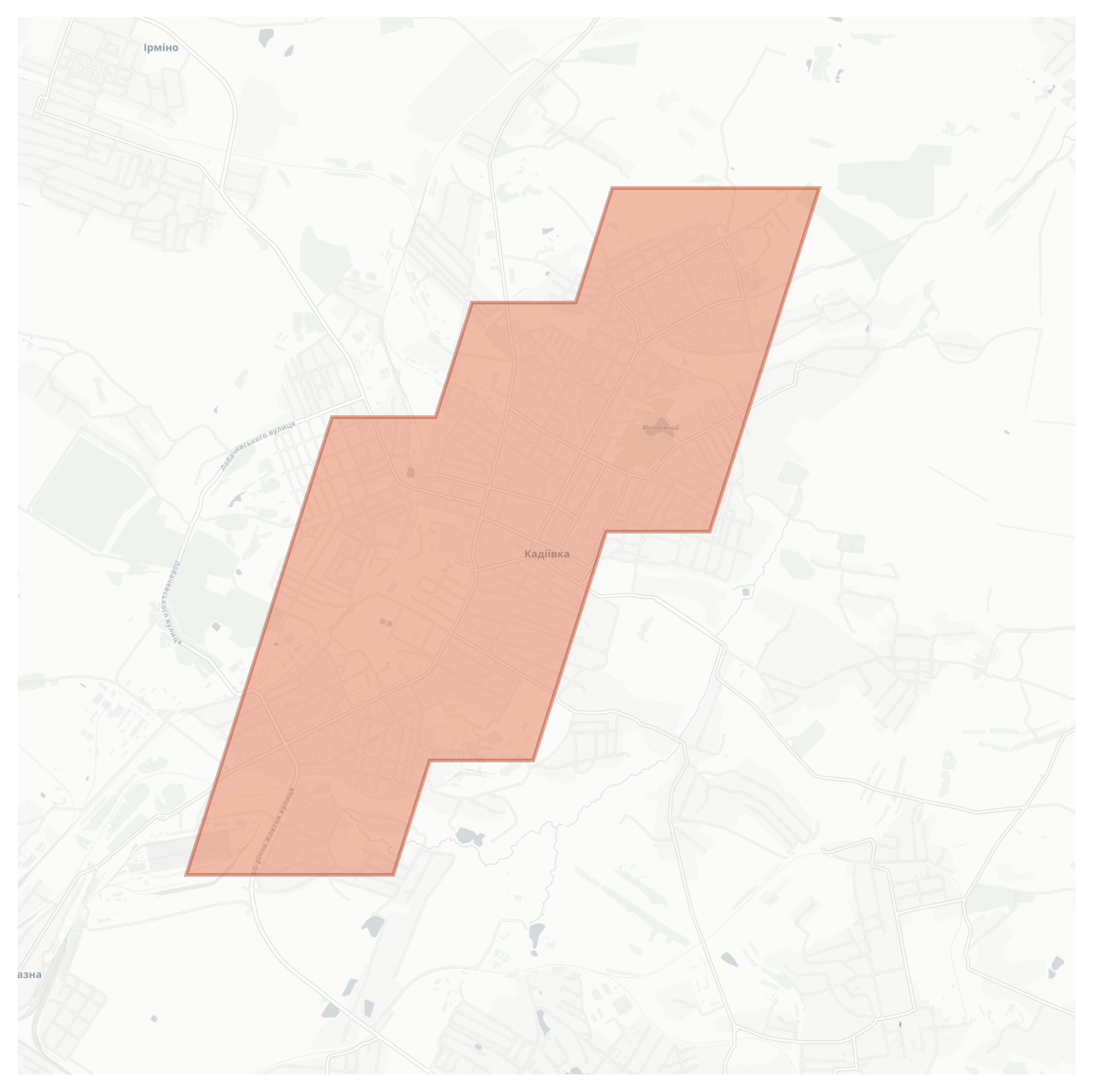 Kadiivka geographic map