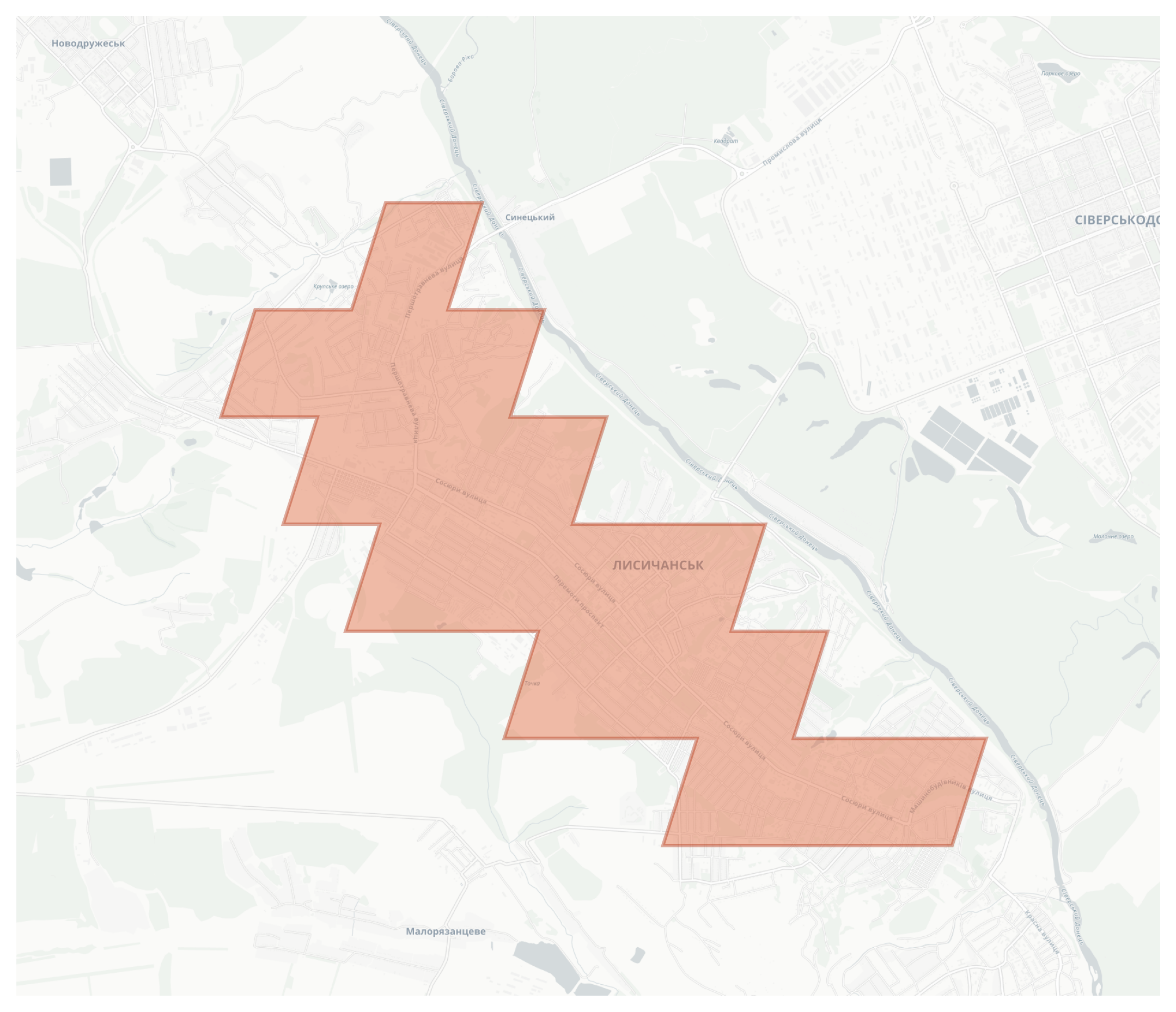 Lysychansk geographic map
