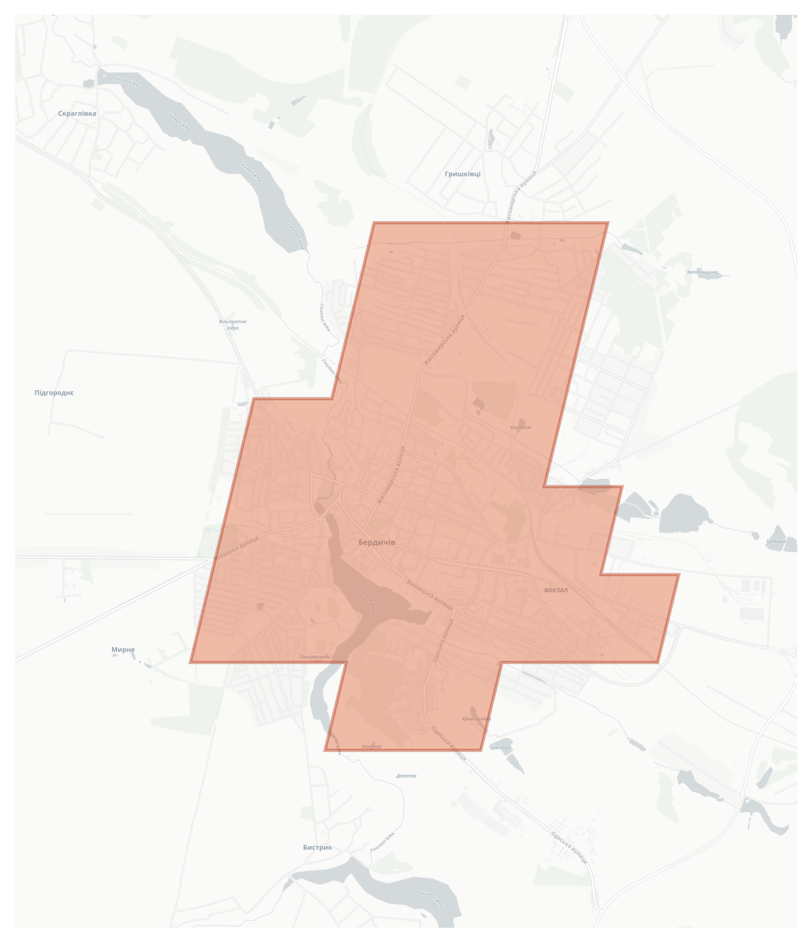 Berdychiv geographic map