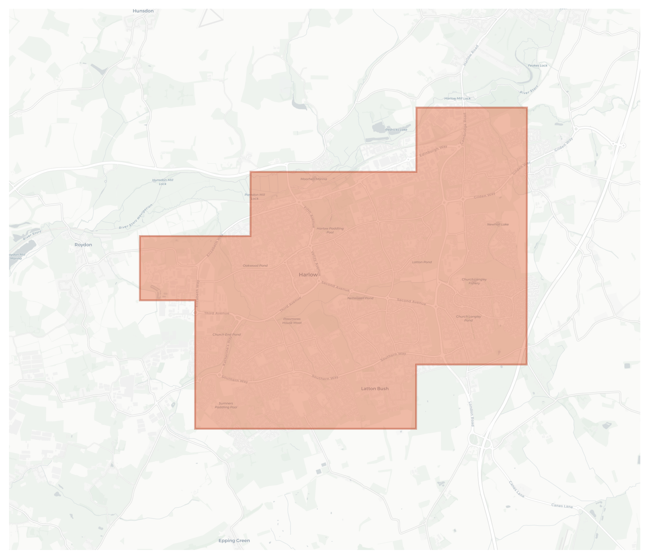 Harlow geographic map