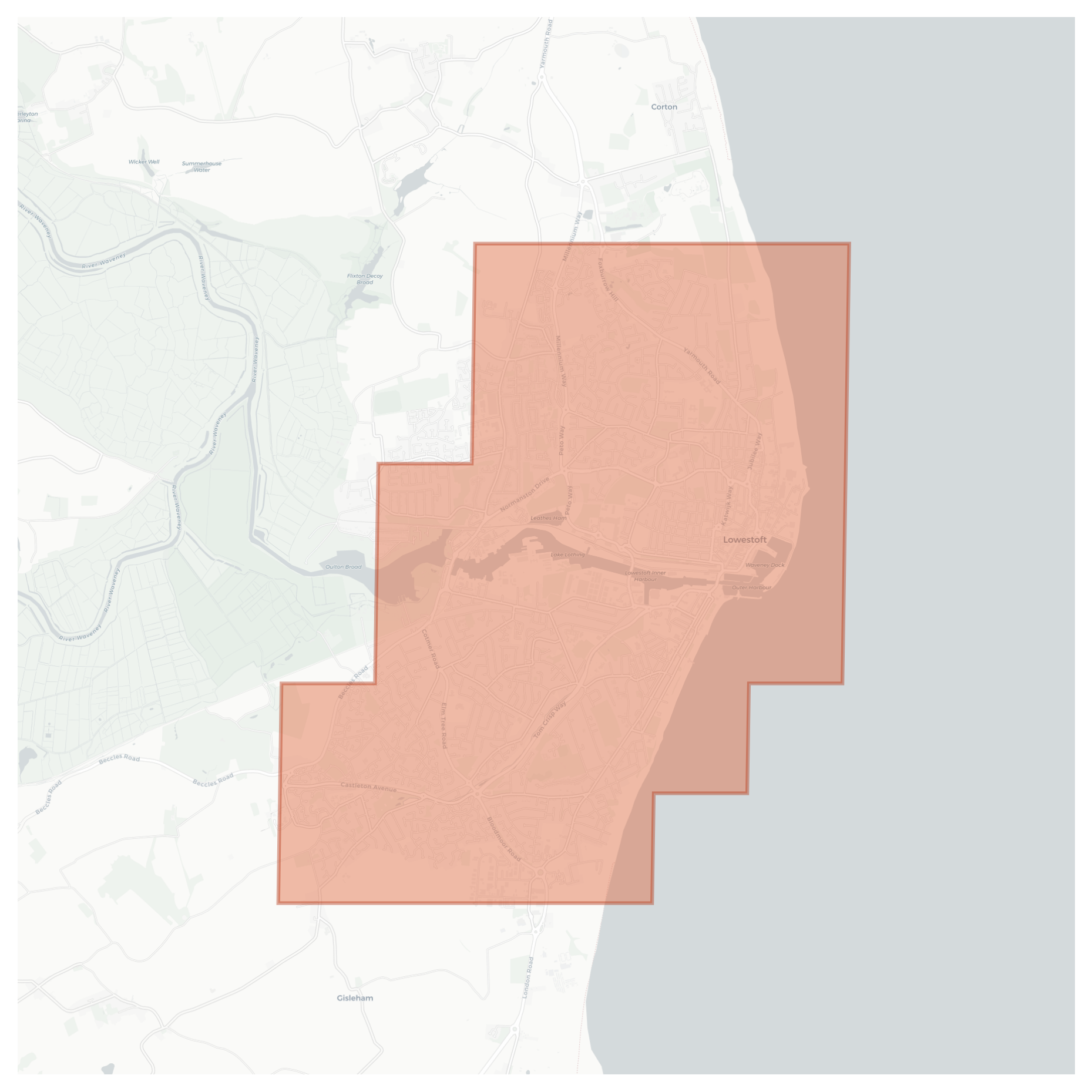 Lowestoft geographic map