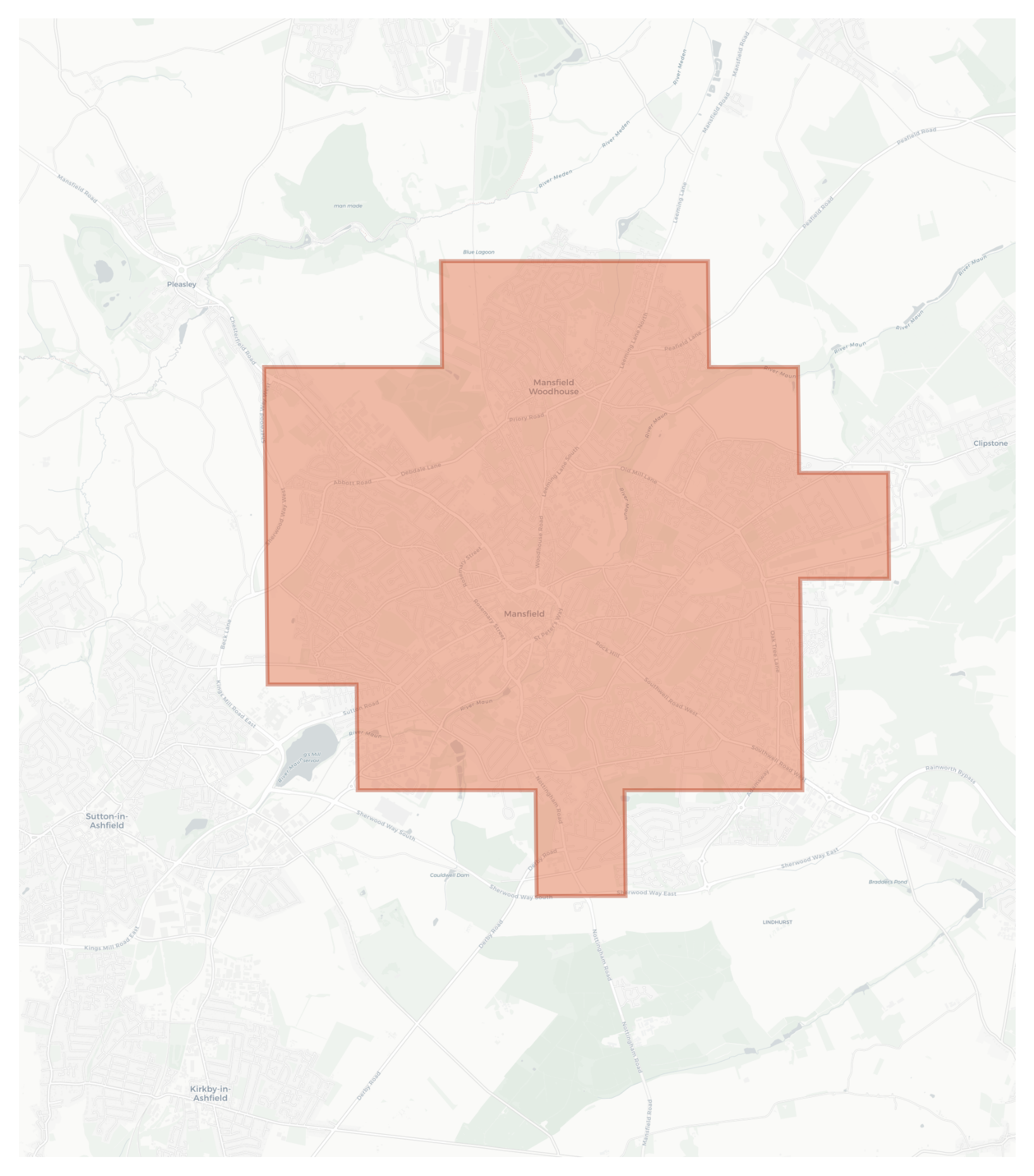 Mansfield geographic map