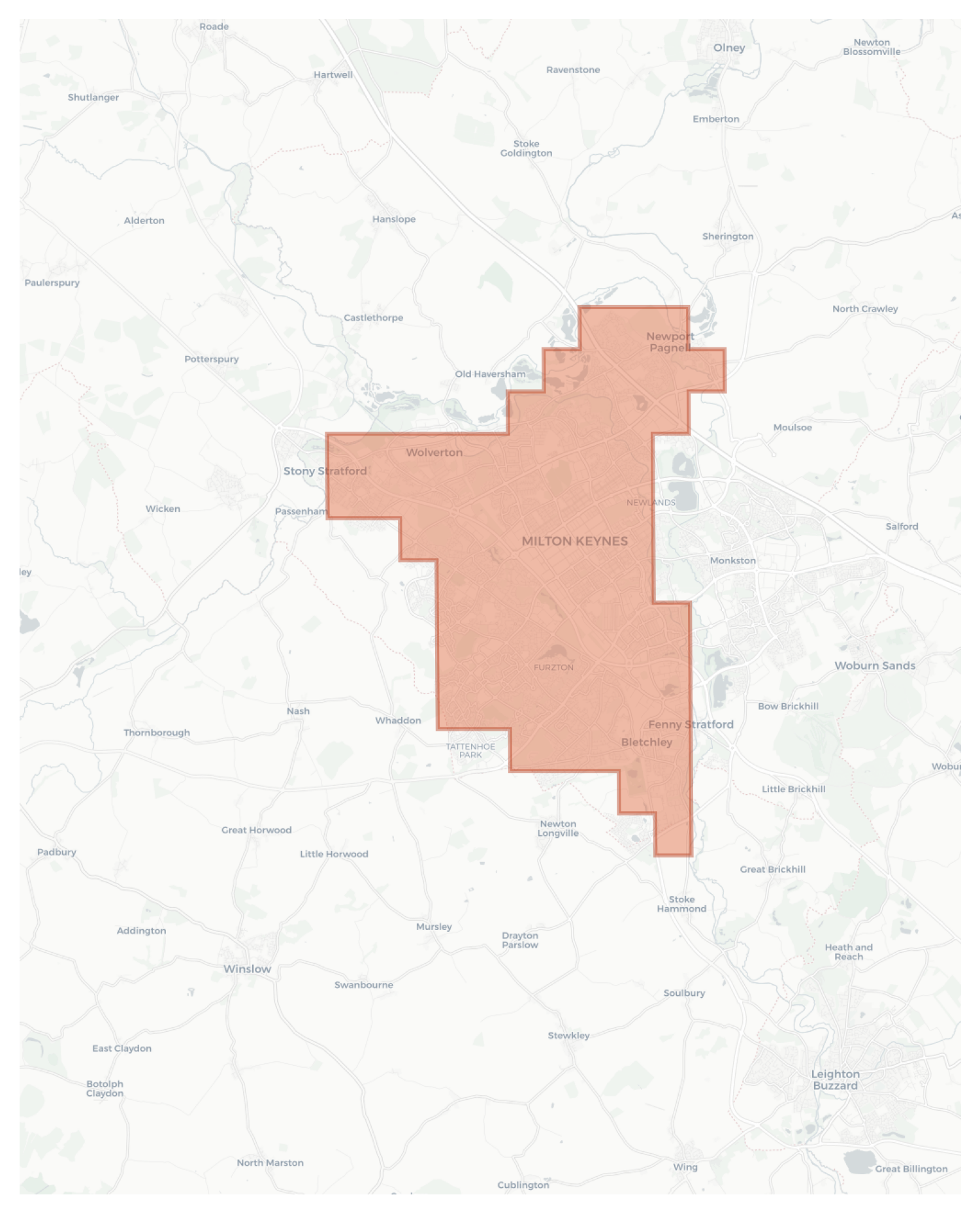 Milton Keynes geographic map