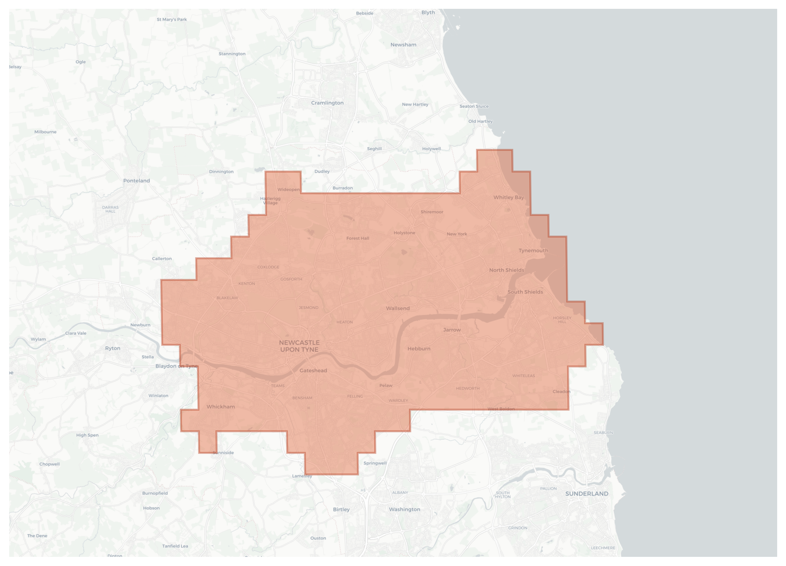 Newcastle upon Tyne geographic map