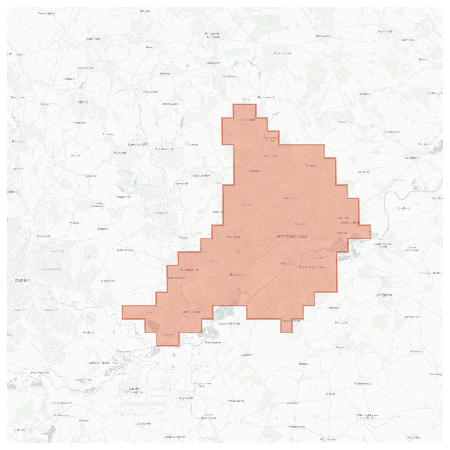 Nottingham geographic map