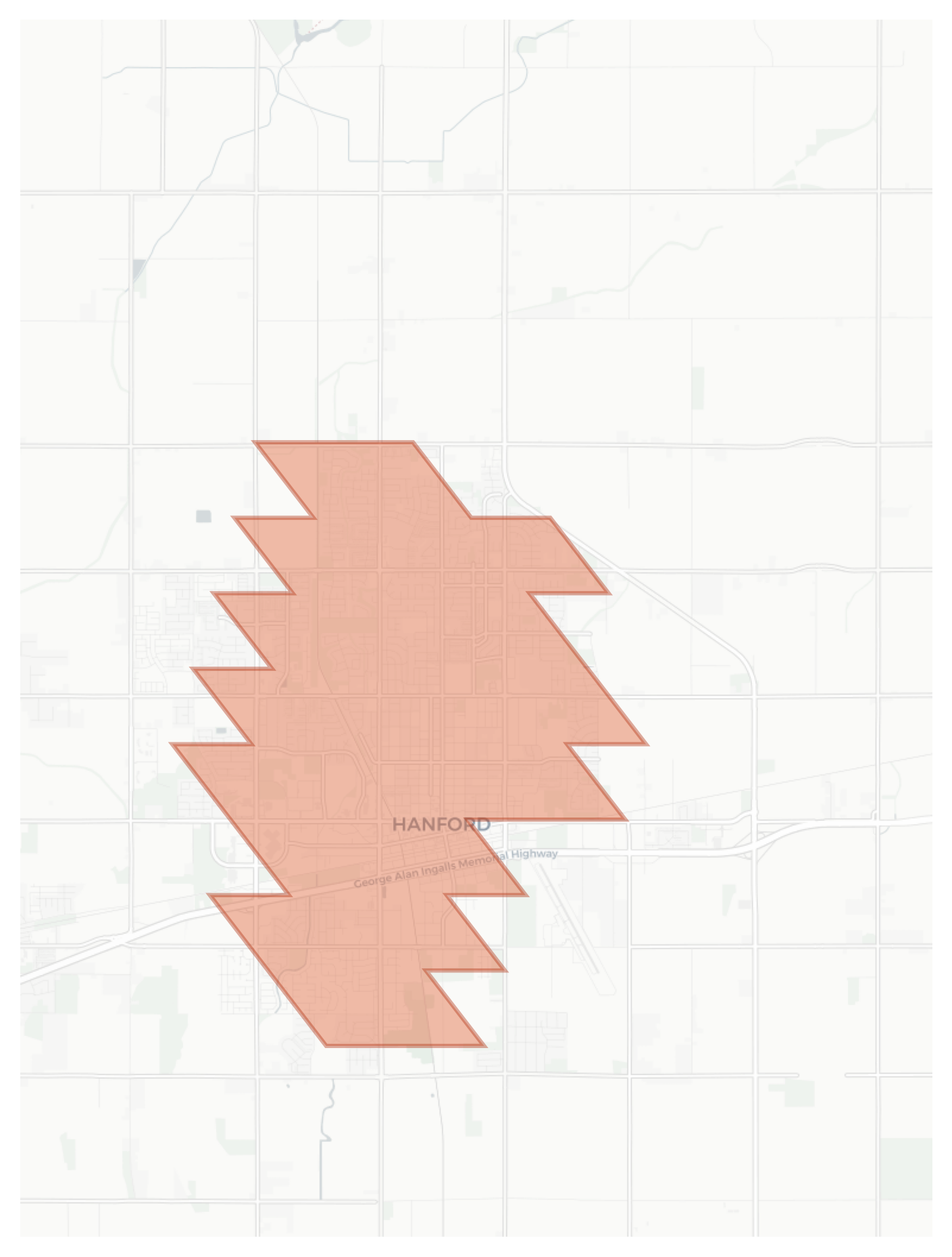 Hanford geographic map
