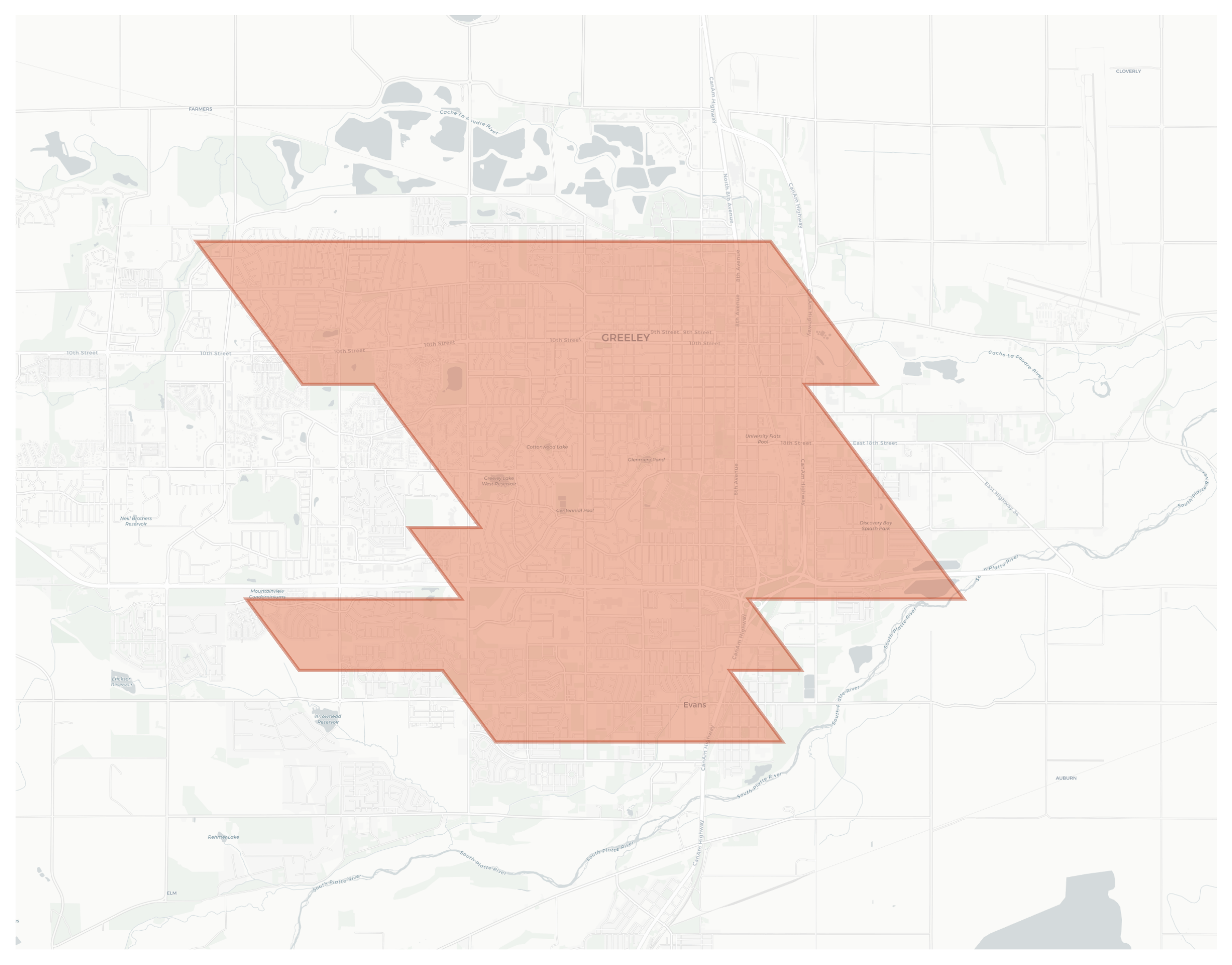 Greeley geographic map