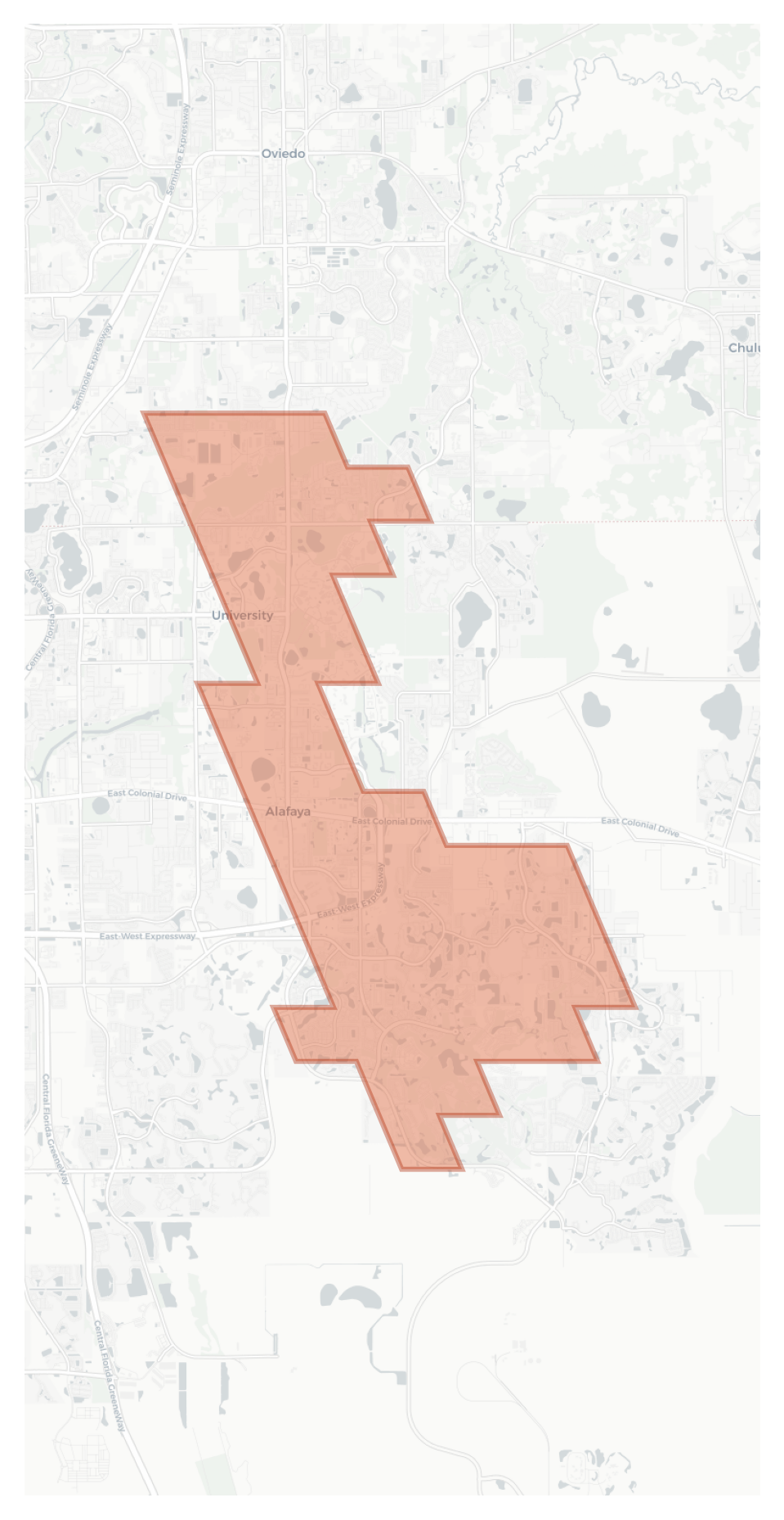 Alafaya geographic map