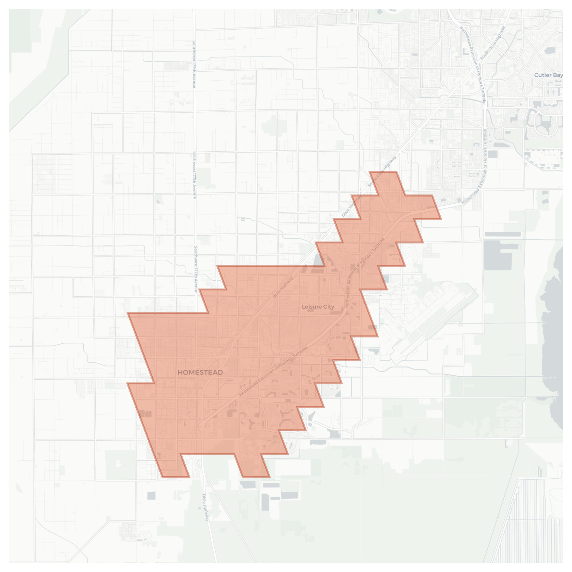 Homestead geographic map