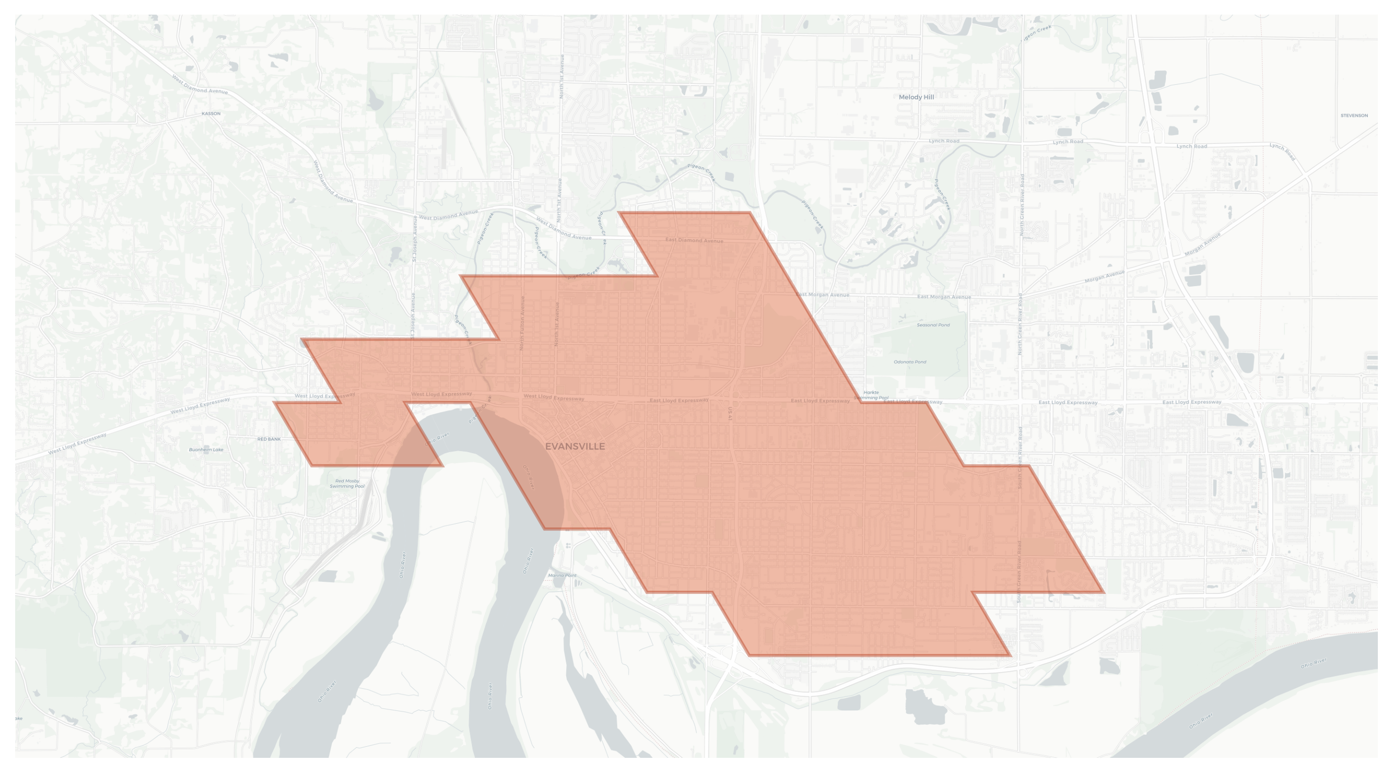 Evansville geographic map