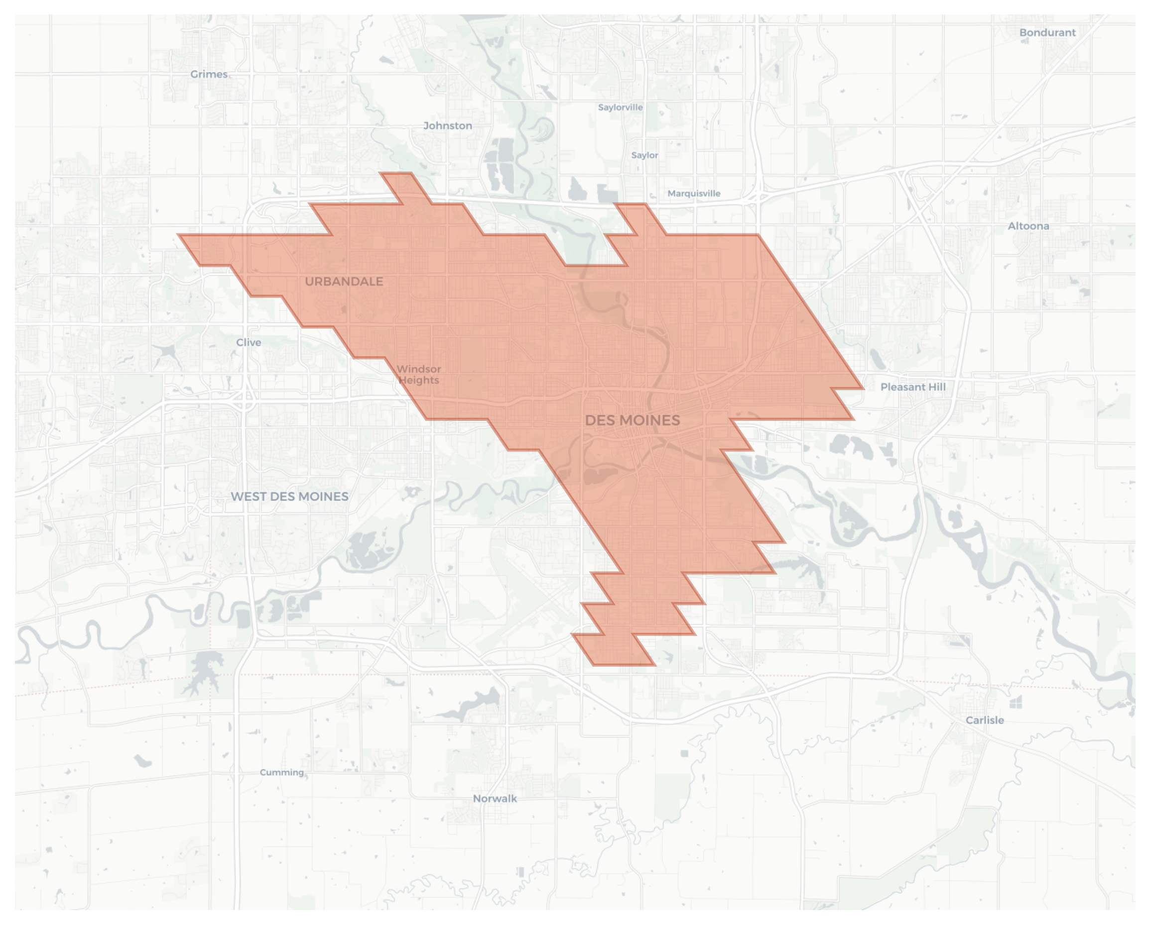 Des Moines geographic map