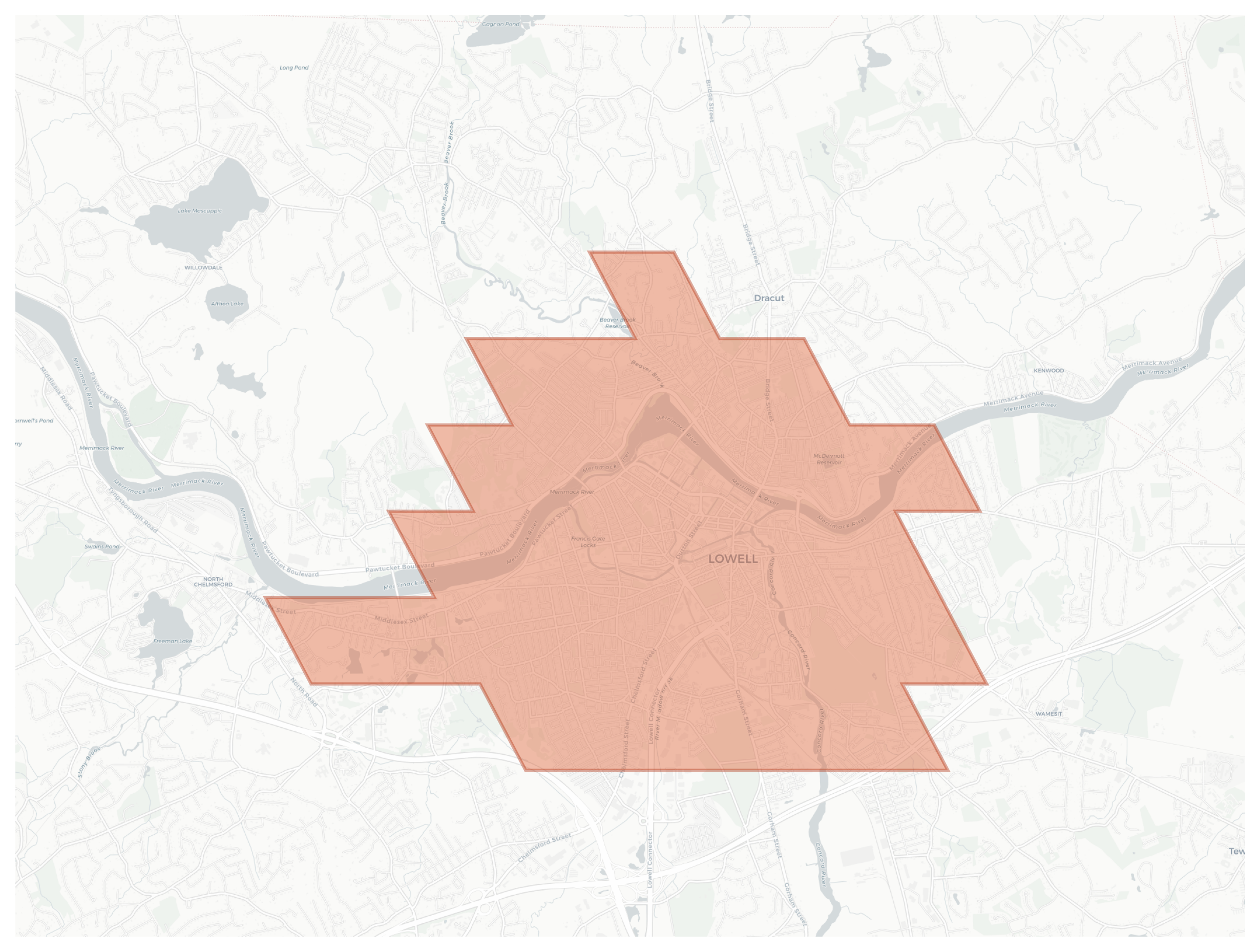 Lowell geographic map