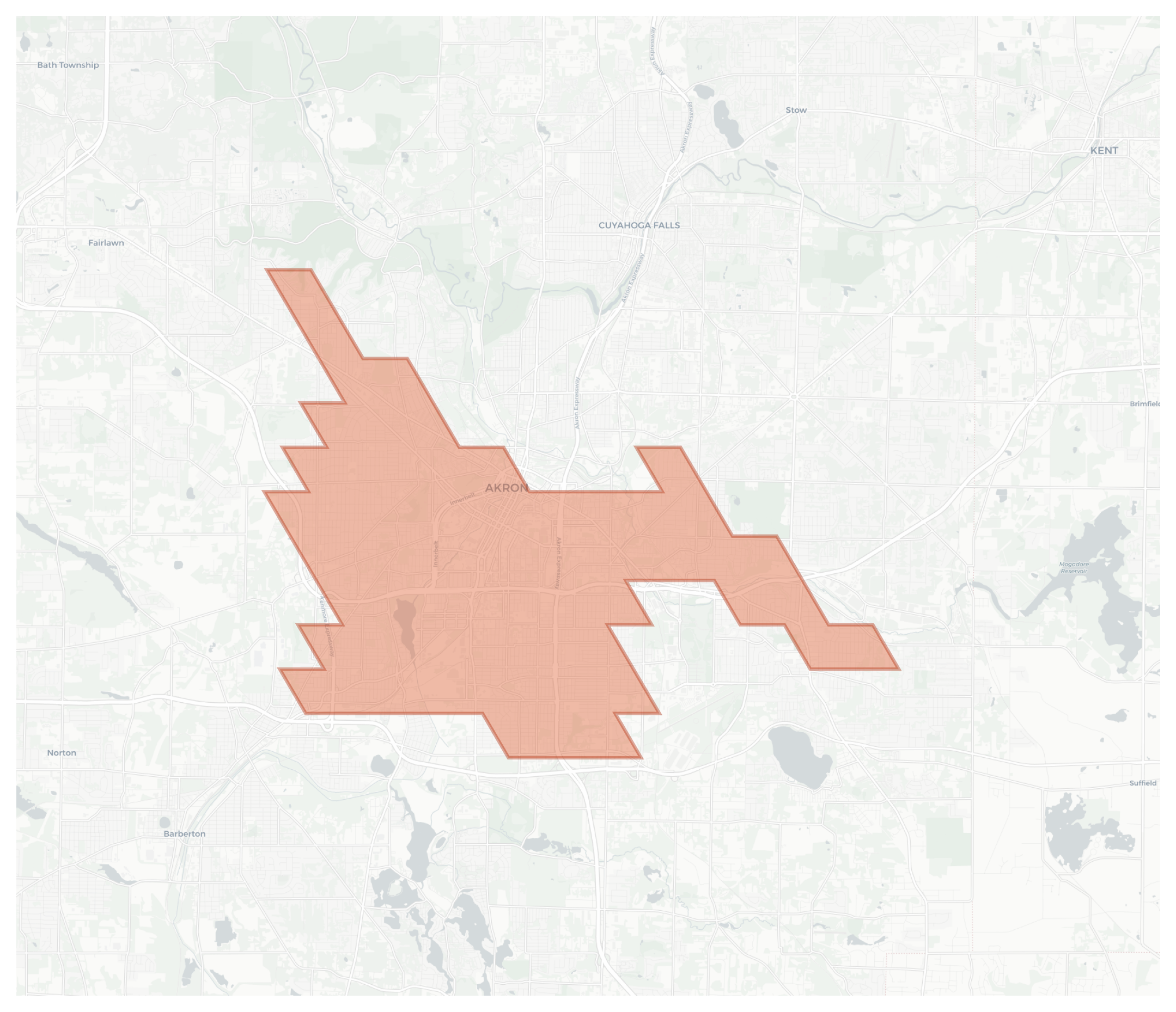 Akron geographic map
